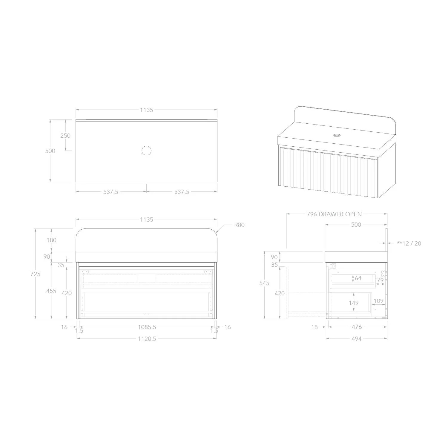 Harper Fluted Wall Hung Vanity - Image 20