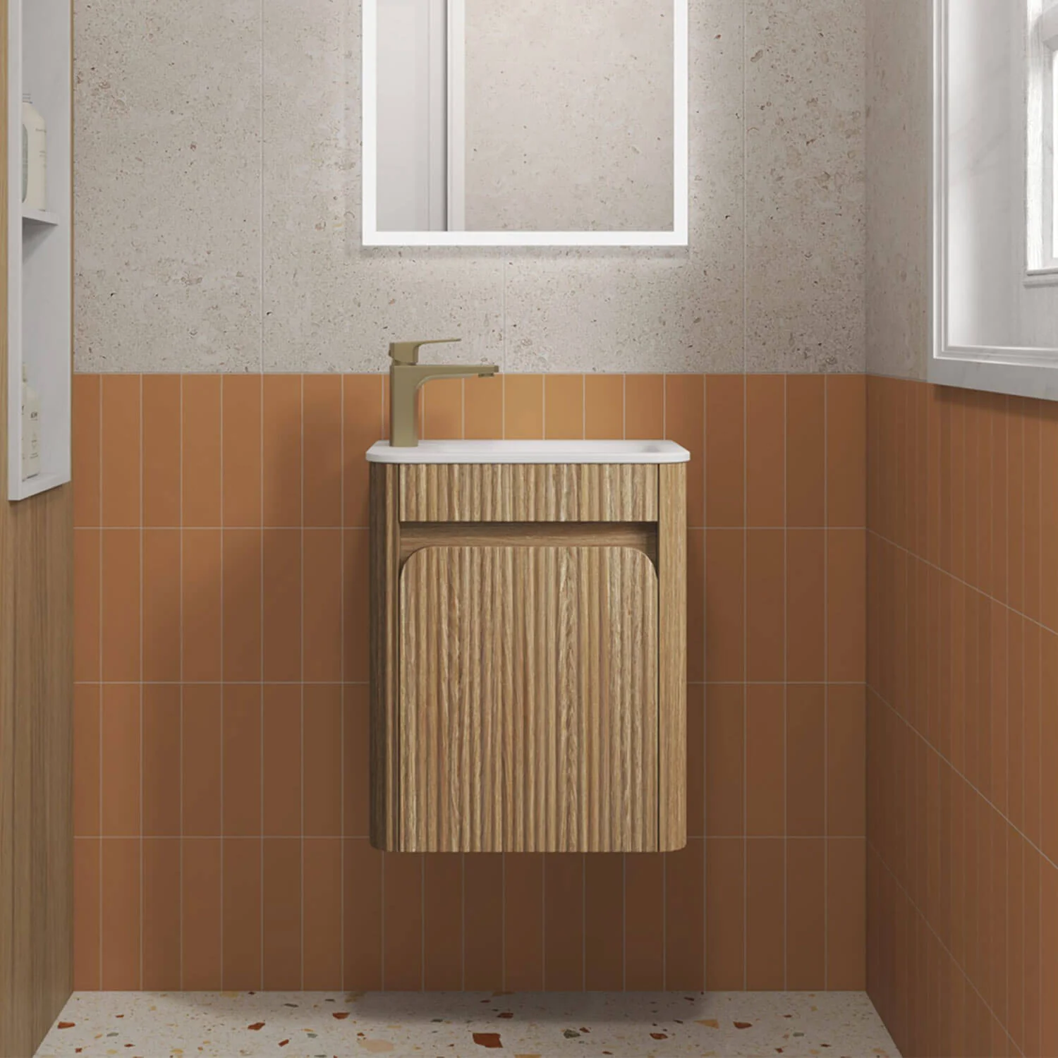 Hartelle Curved Wall Hung Compact Vanity 450mm - Image 2