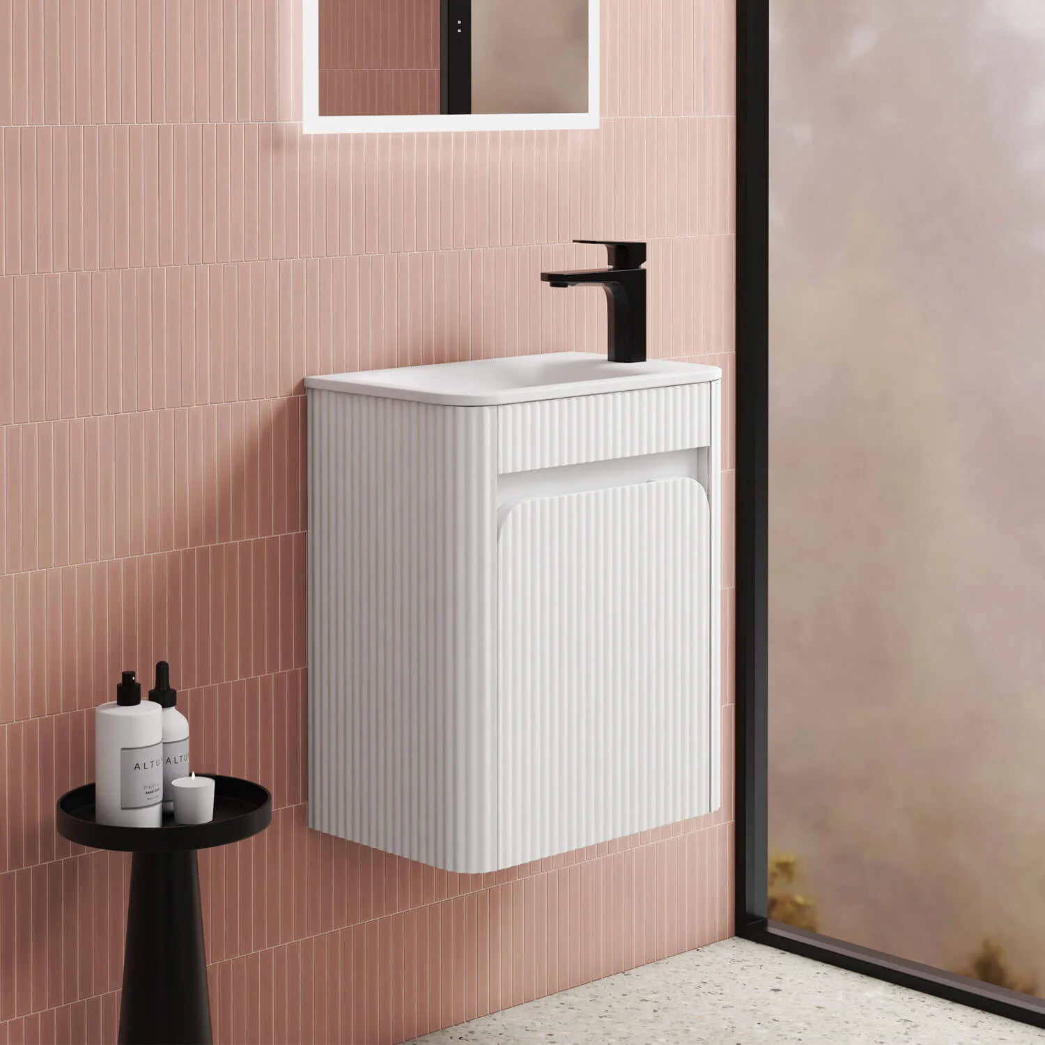 Hartelle Curved Wall Hung Compact Vanity 450mm - Image 3