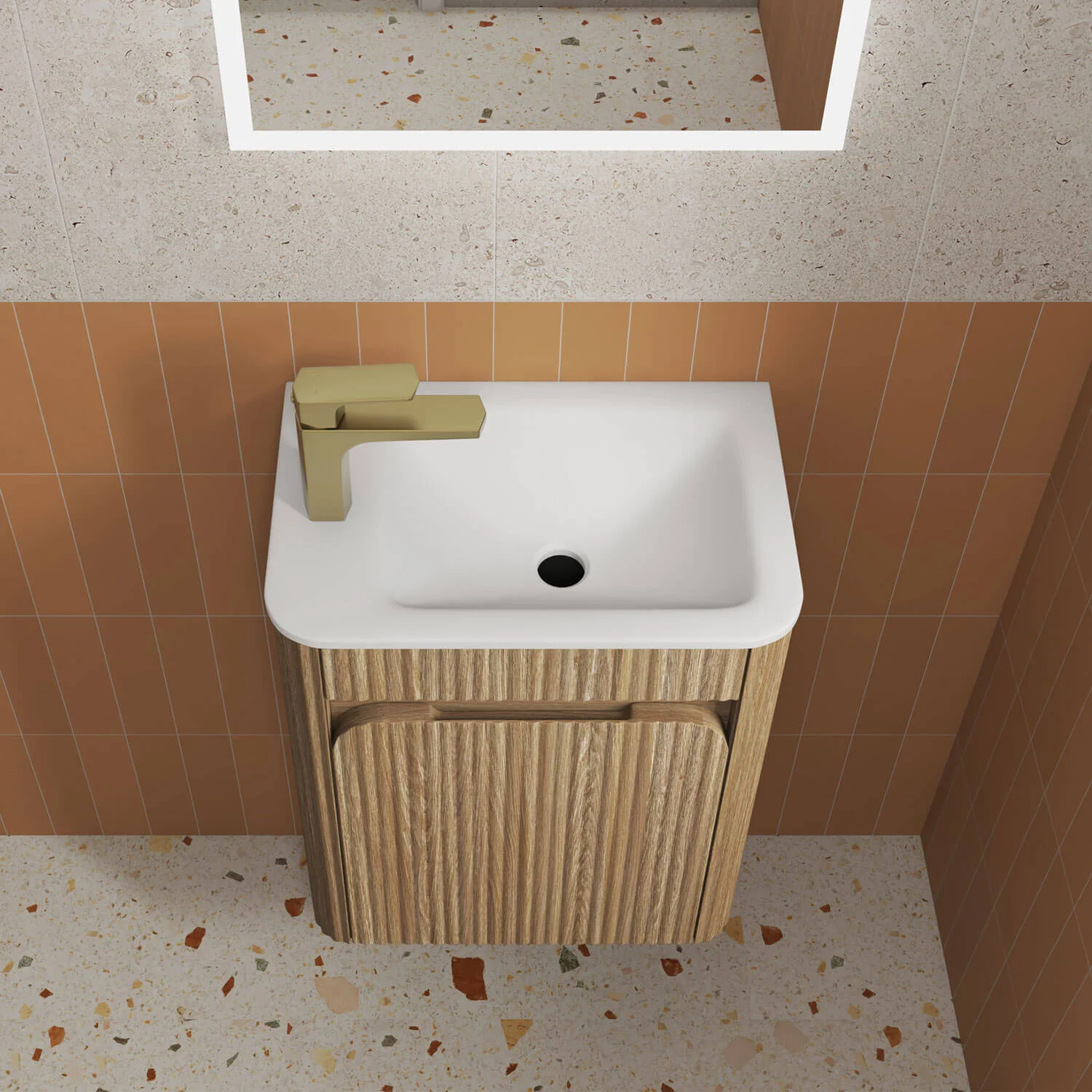 Hartelle Curved Wall Hung Compact Vanity 450mm - Image 4