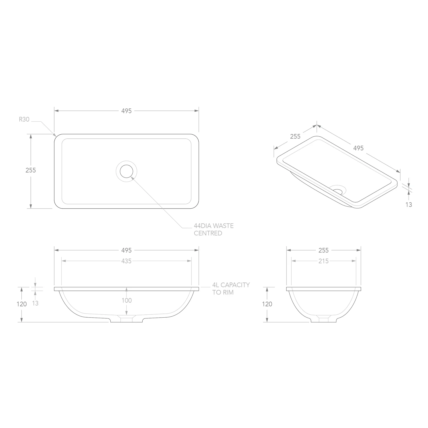 Hope Solid Surface Basin 495x255mm - Image 4