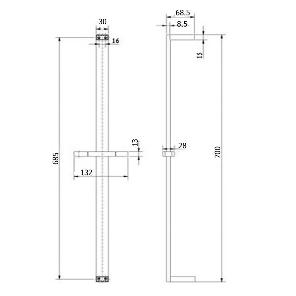 Iris Square Sliding Multifunction Shower Rail - Image 6