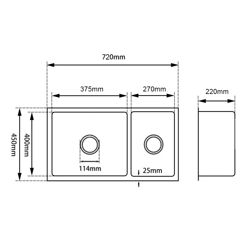Juno 1.5 Bowl Stainless Steel Sink 720x450x220mm - Image 4