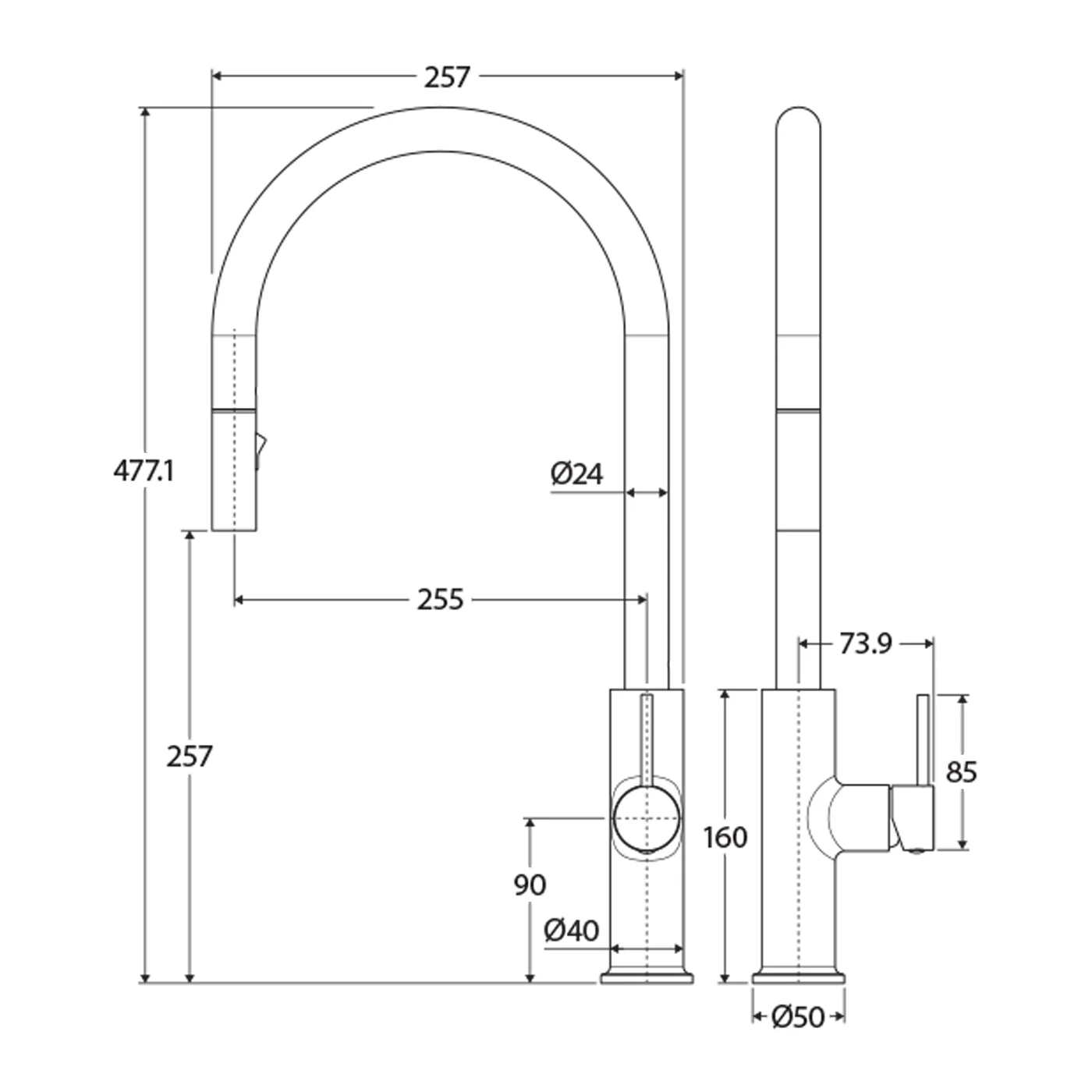 Kaya Pull Out Gooseneck Sink Mixer - Image 8