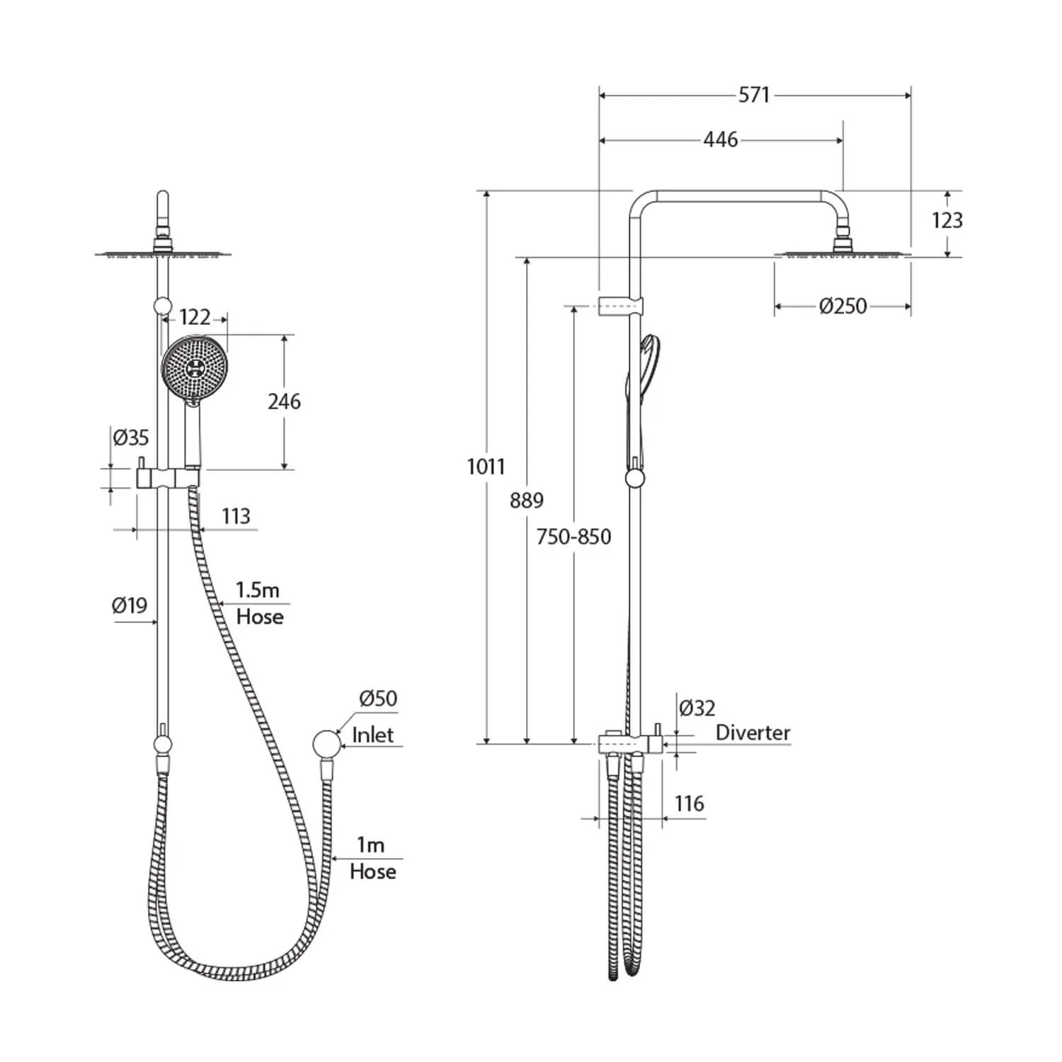 Kaya Retrofit Variable Inlet Twin Shower - Image 6