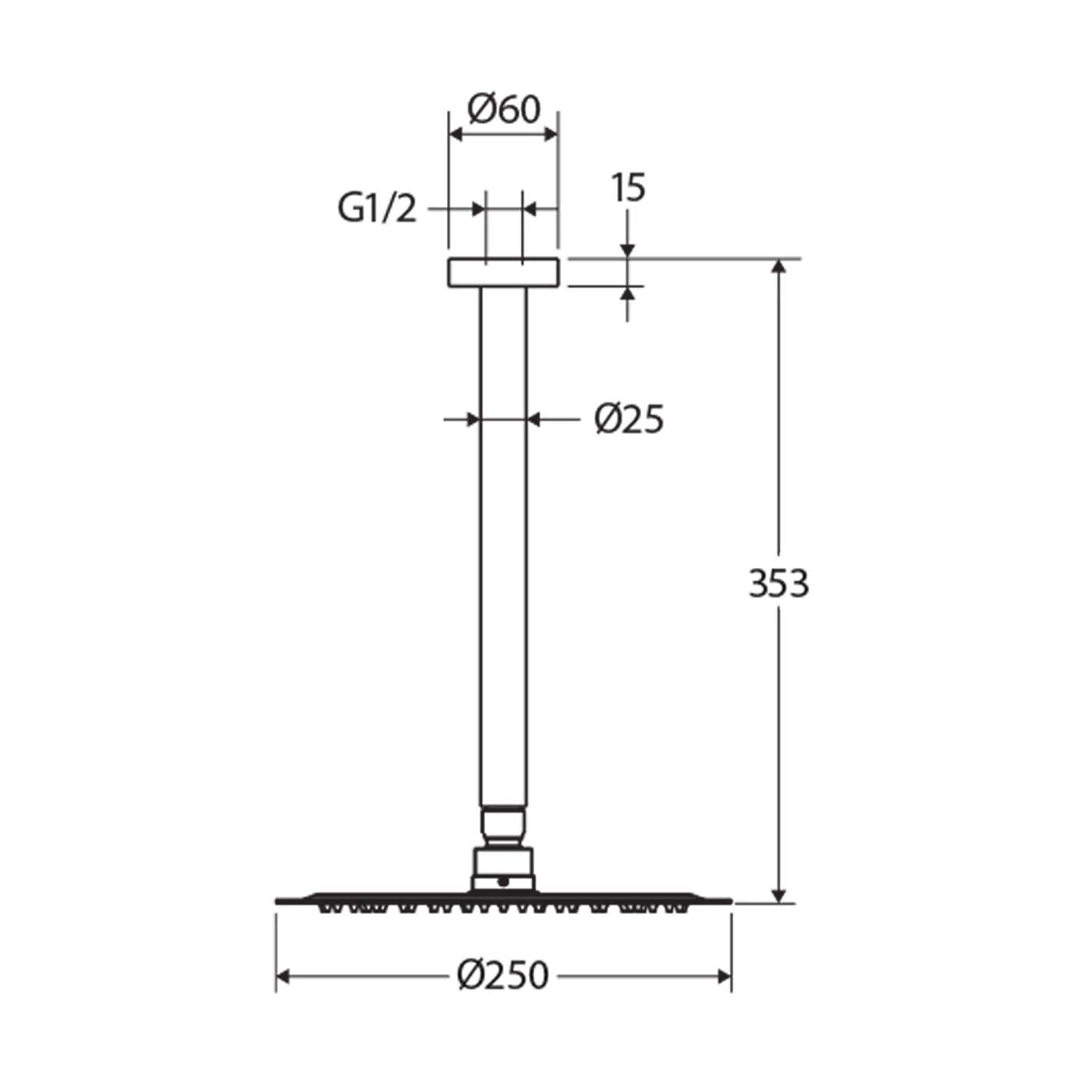 Kaya Vertical Shower Arm with Head Set 250mm - Image 7