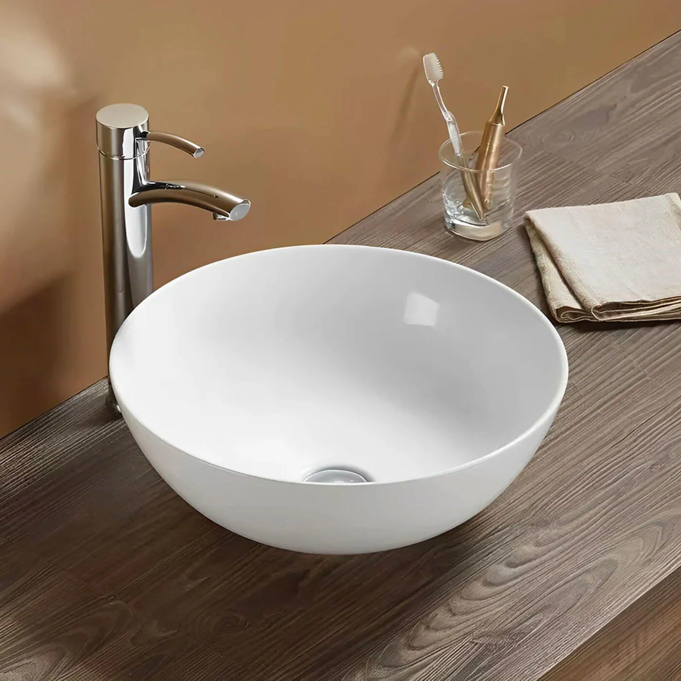 Kejo Round Above Counter Ceramic Basin 405mm - Image 3