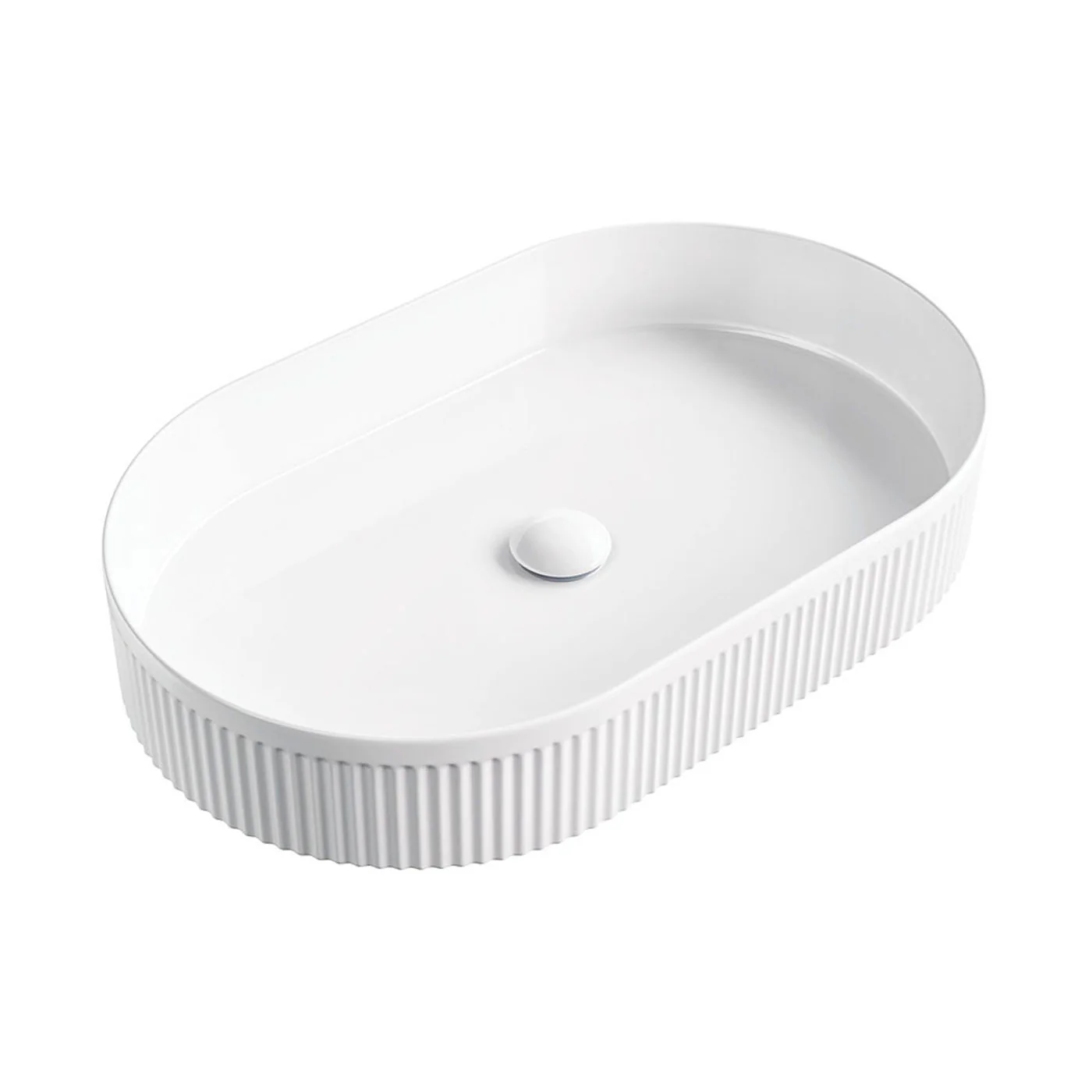 Kira Pill Fluted Above Counter Ribbed Basin 580x360mm - Image 2