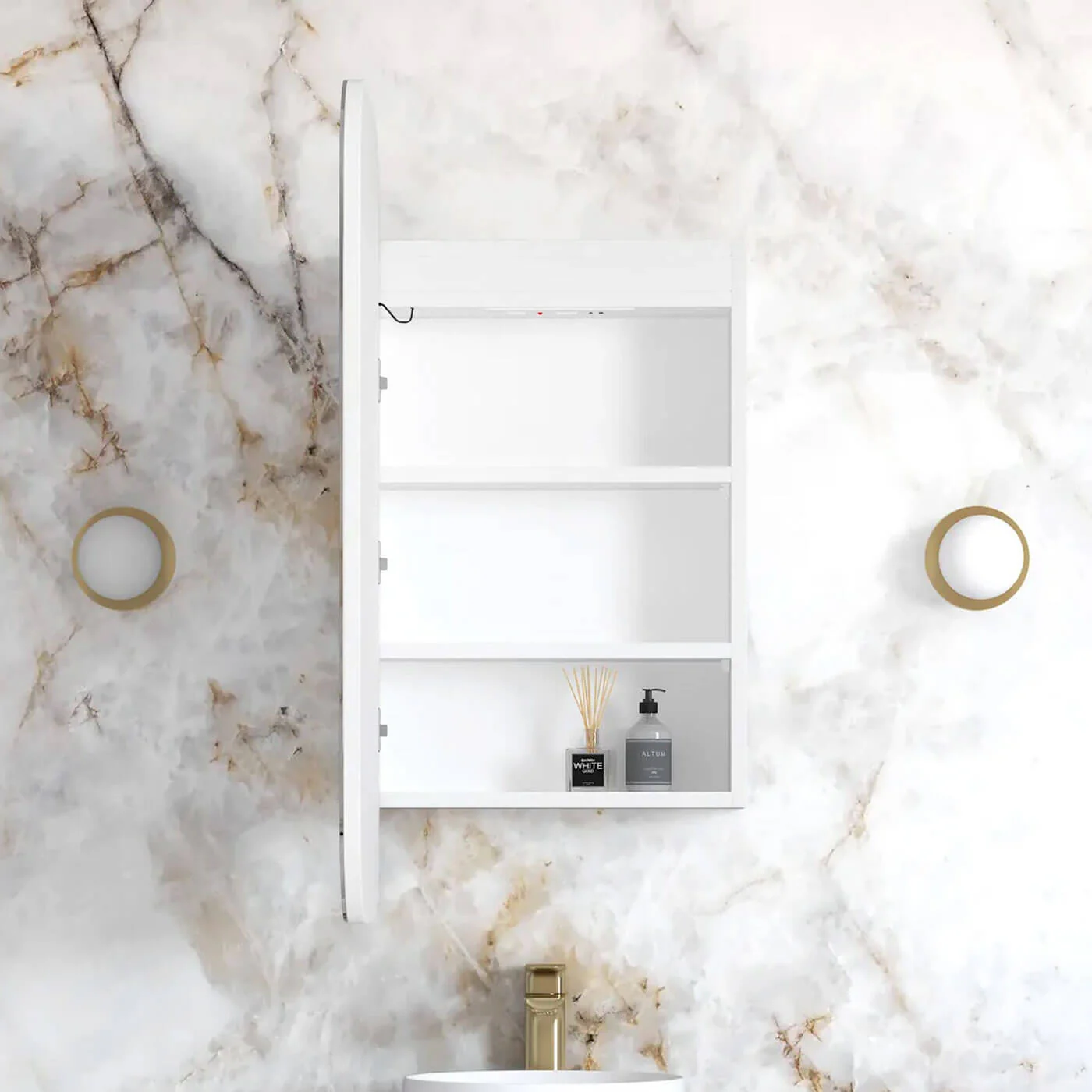 Newport LED Soft Square Shaving Mirror Cabinet 900x450mm - Image 4