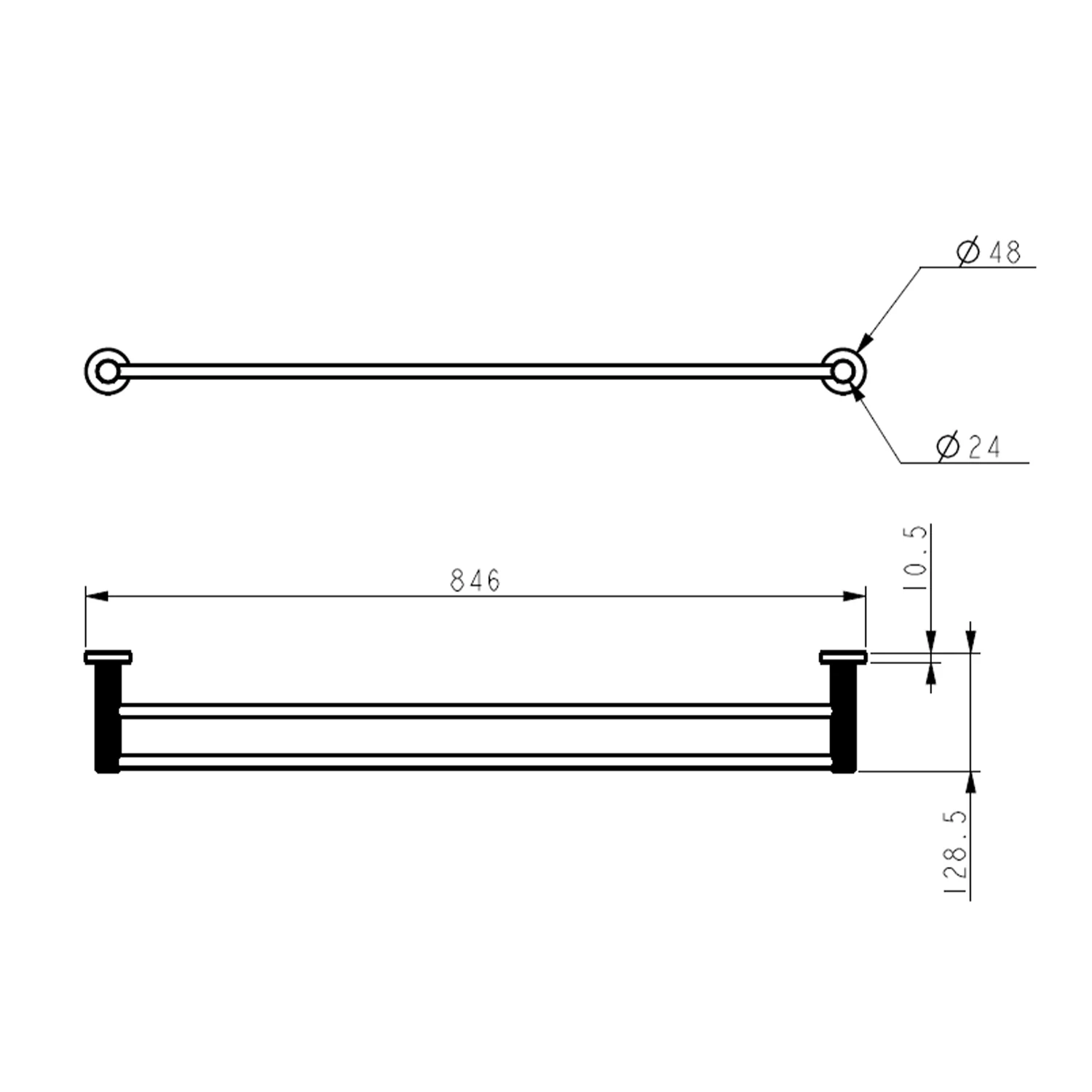 Linie Fluted Double Towel Rail - Image 5