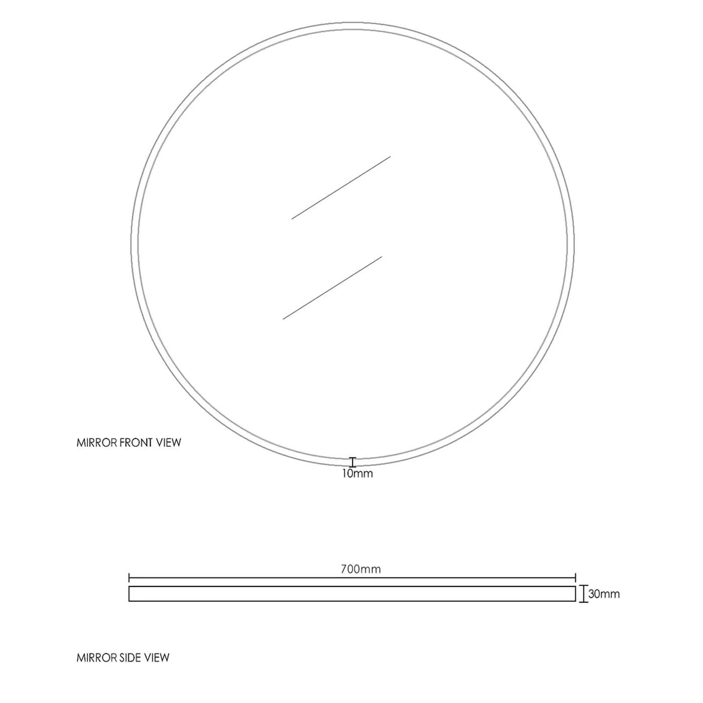 London Circle Metal Frame Mirror 700mm - Image 5