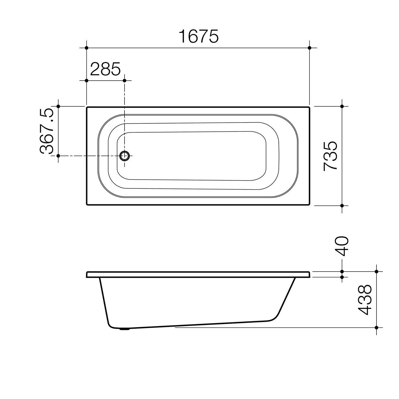 Luna Inset Acrylic Bathtub - Image 3