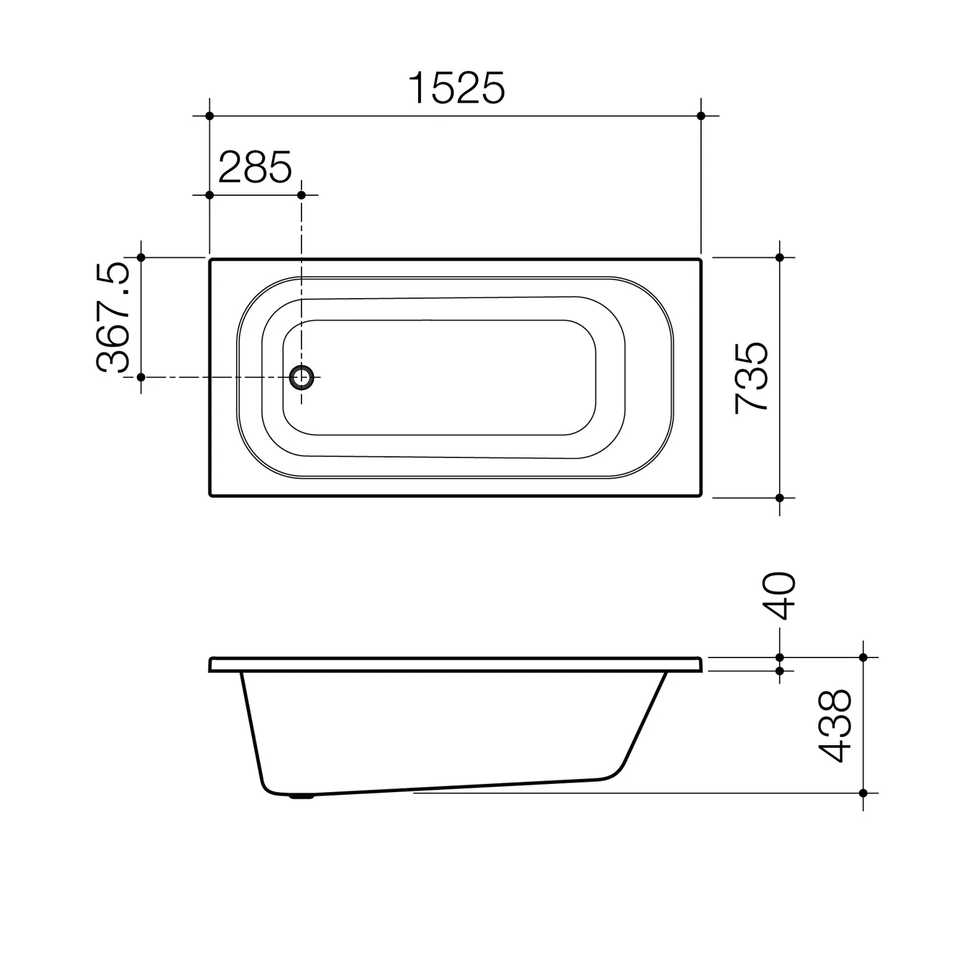 Luna Inset Acrylic Bathtub - Image 4