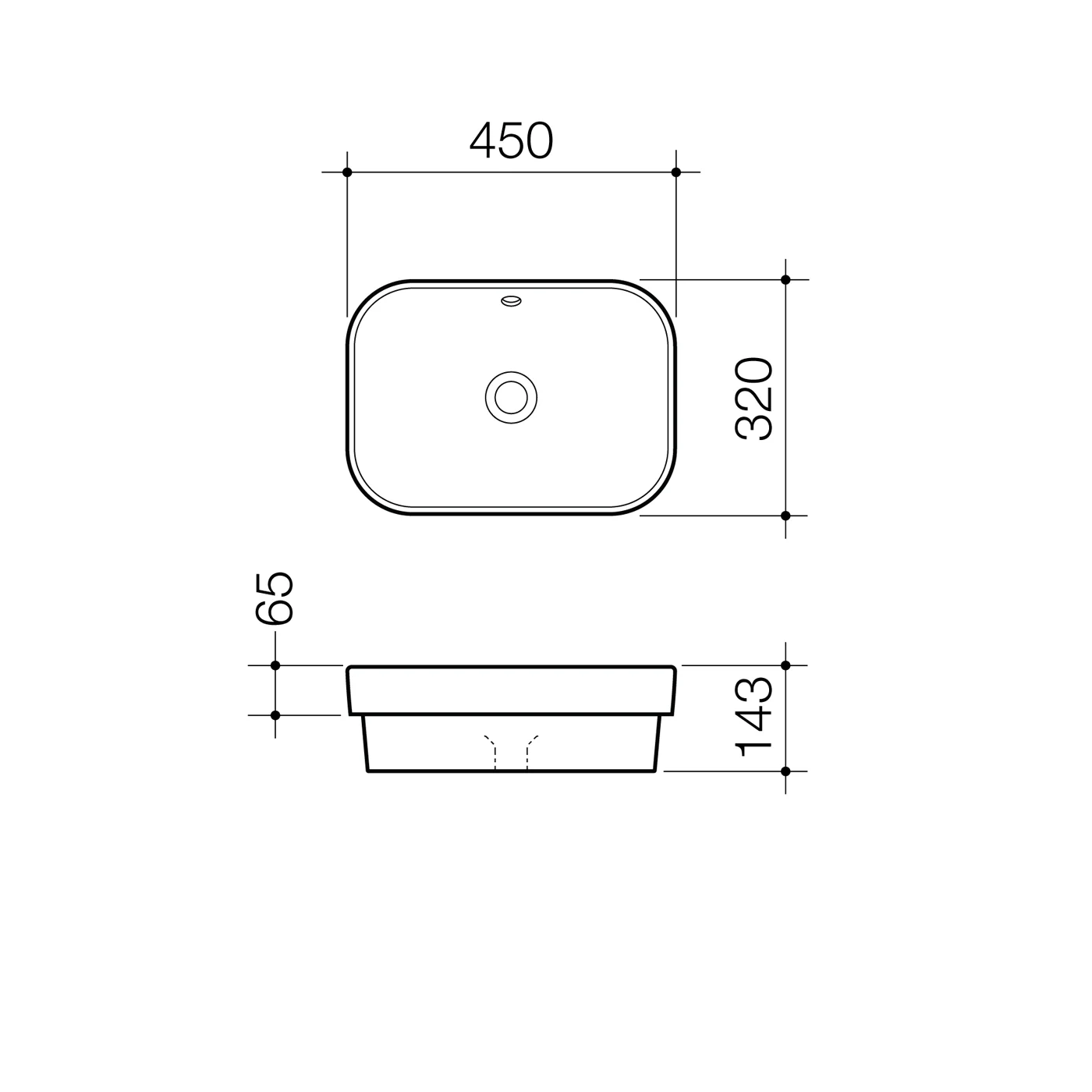 Luna Inset Basin 450x320mm - Image 2