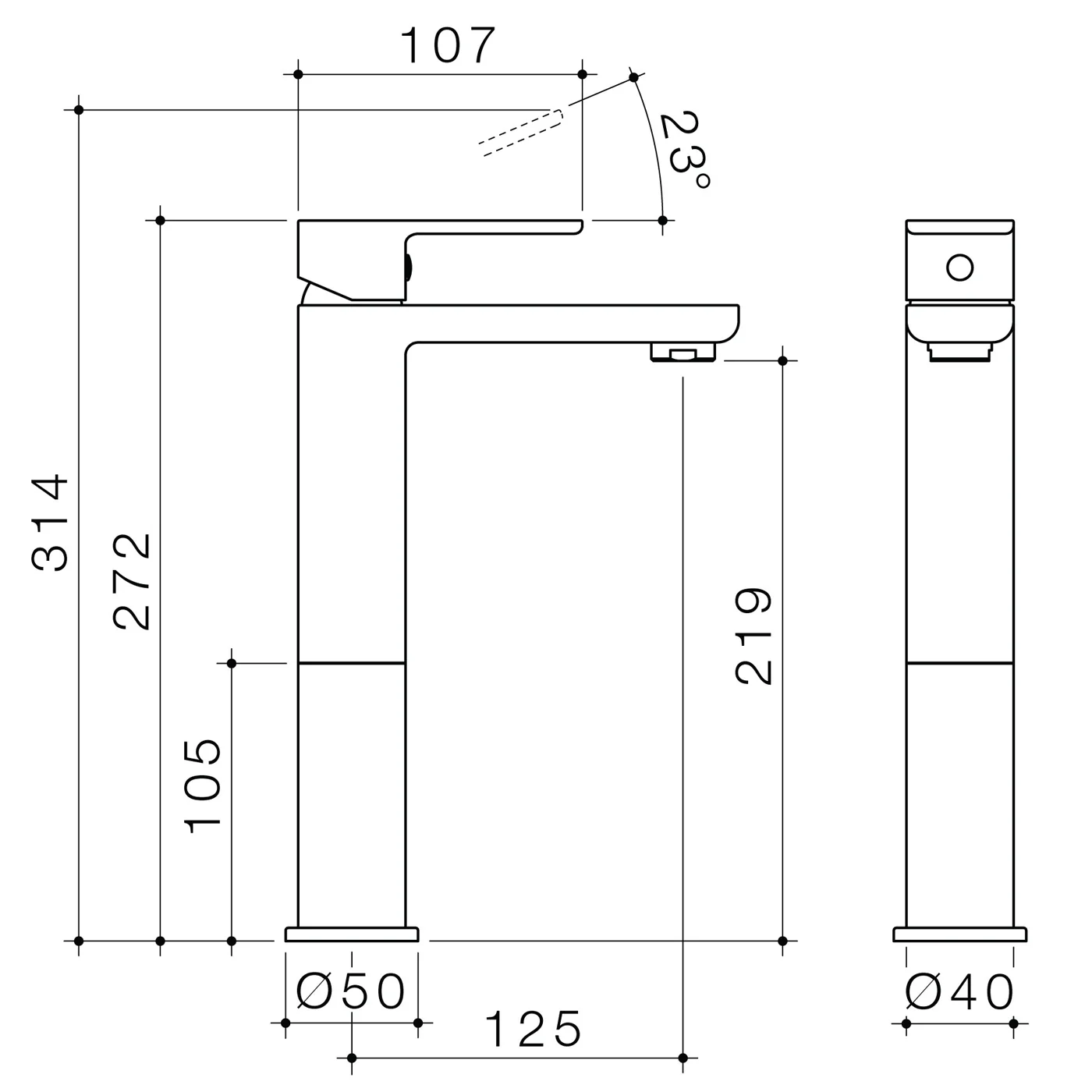 Luna Square Tall Basin Mixer - Image 5