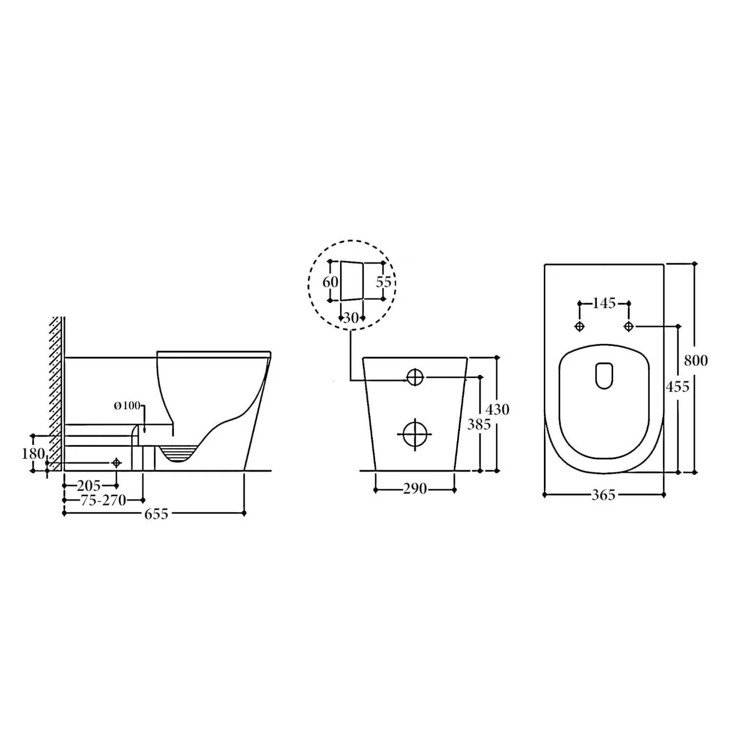 Madrid DDA Rimless In-Wall Disabled Care Toilet - Image 3