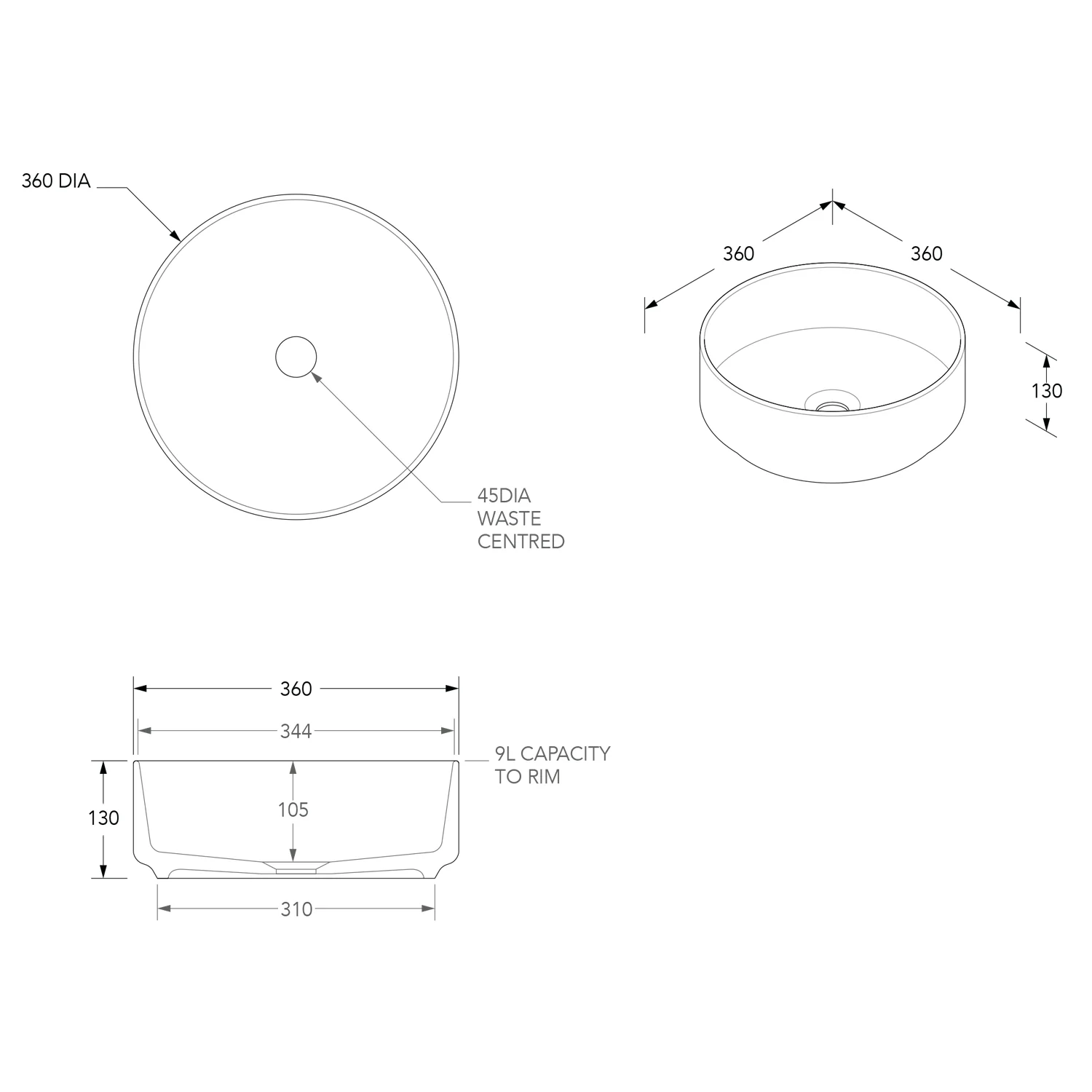 Margot Round Ceramic Basin 360mm - Image 9