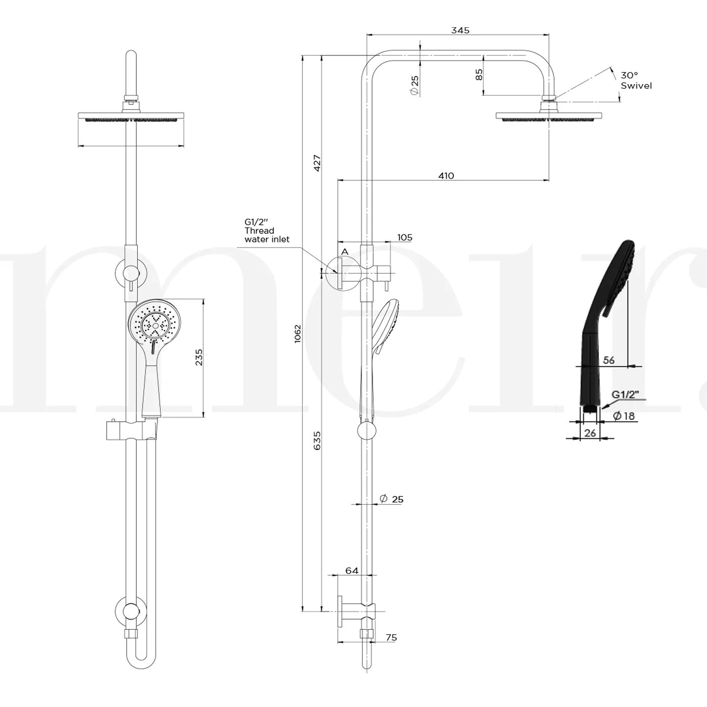 Meir Dual Combination Shower Rail - Image 8