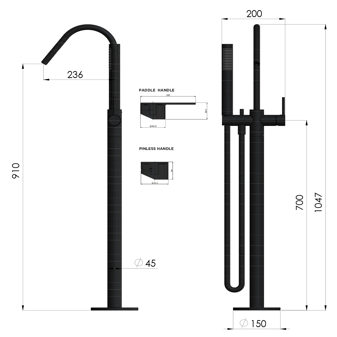 Meir Freestanding Pin Handle Bath Spout - Image 8