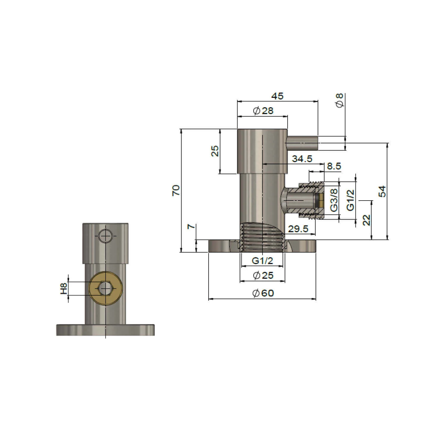 Meir Mini Stop Cistern Tap - Image 8
