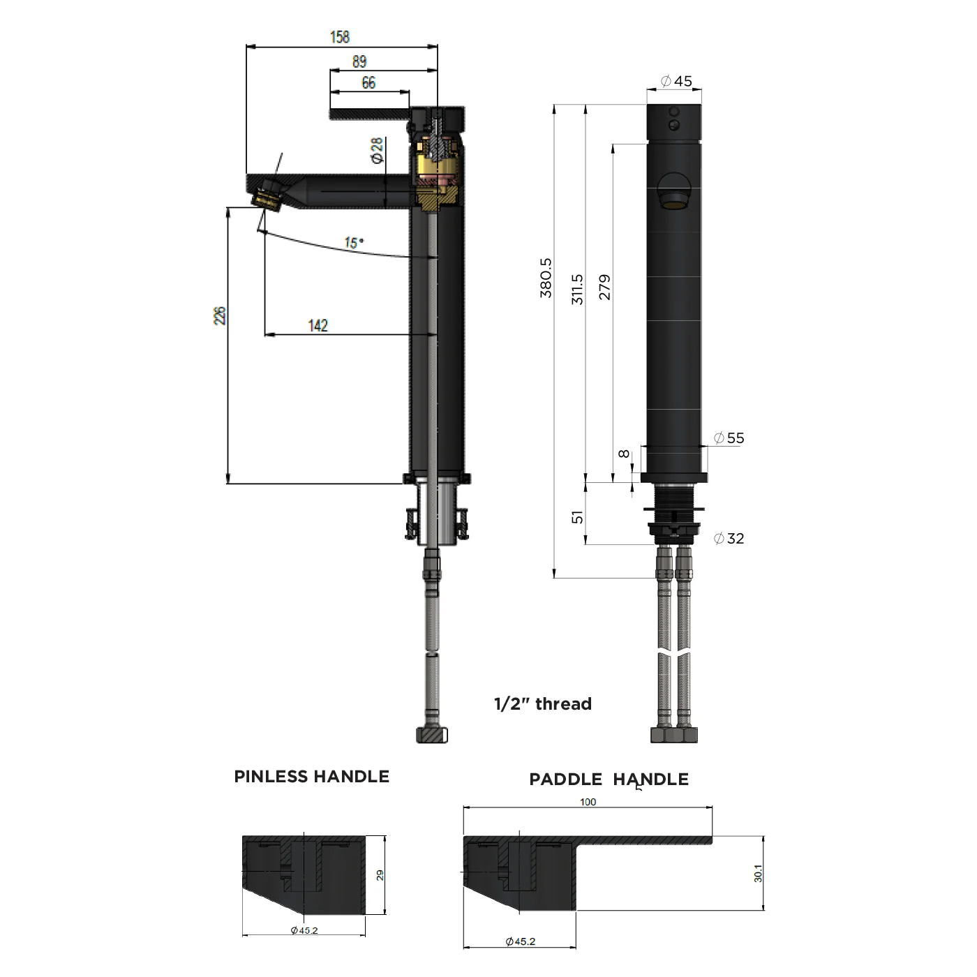 Meir Paddle Tall Basin Mixer - Image 8