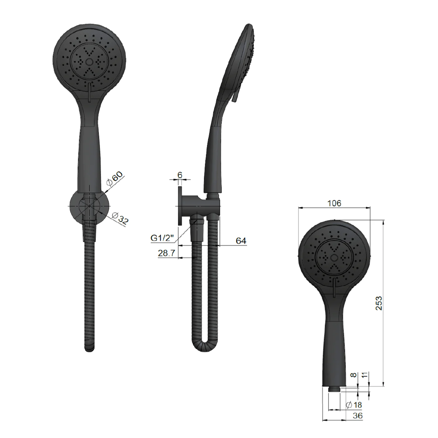 Meir Round Handset Shower Head - Image 8