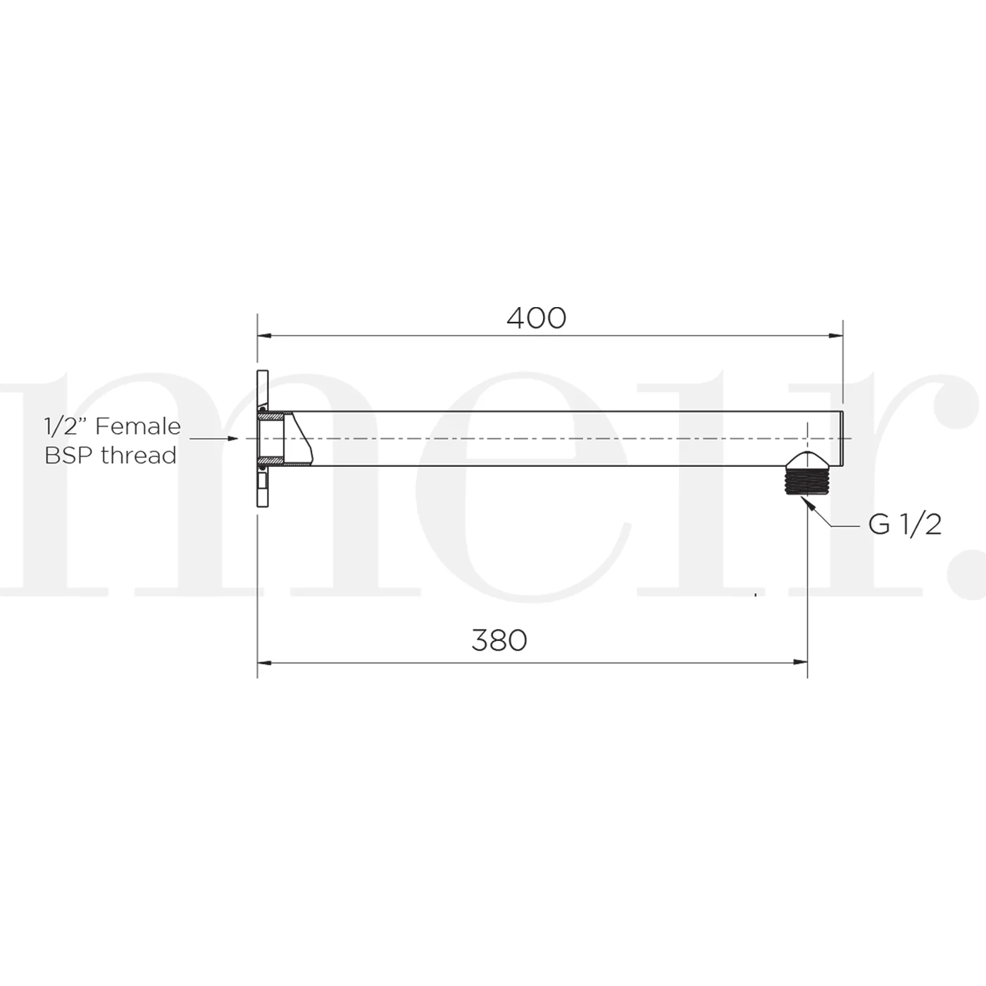 Meir Straight Horizontal Shower Arm 400mm - Image 8