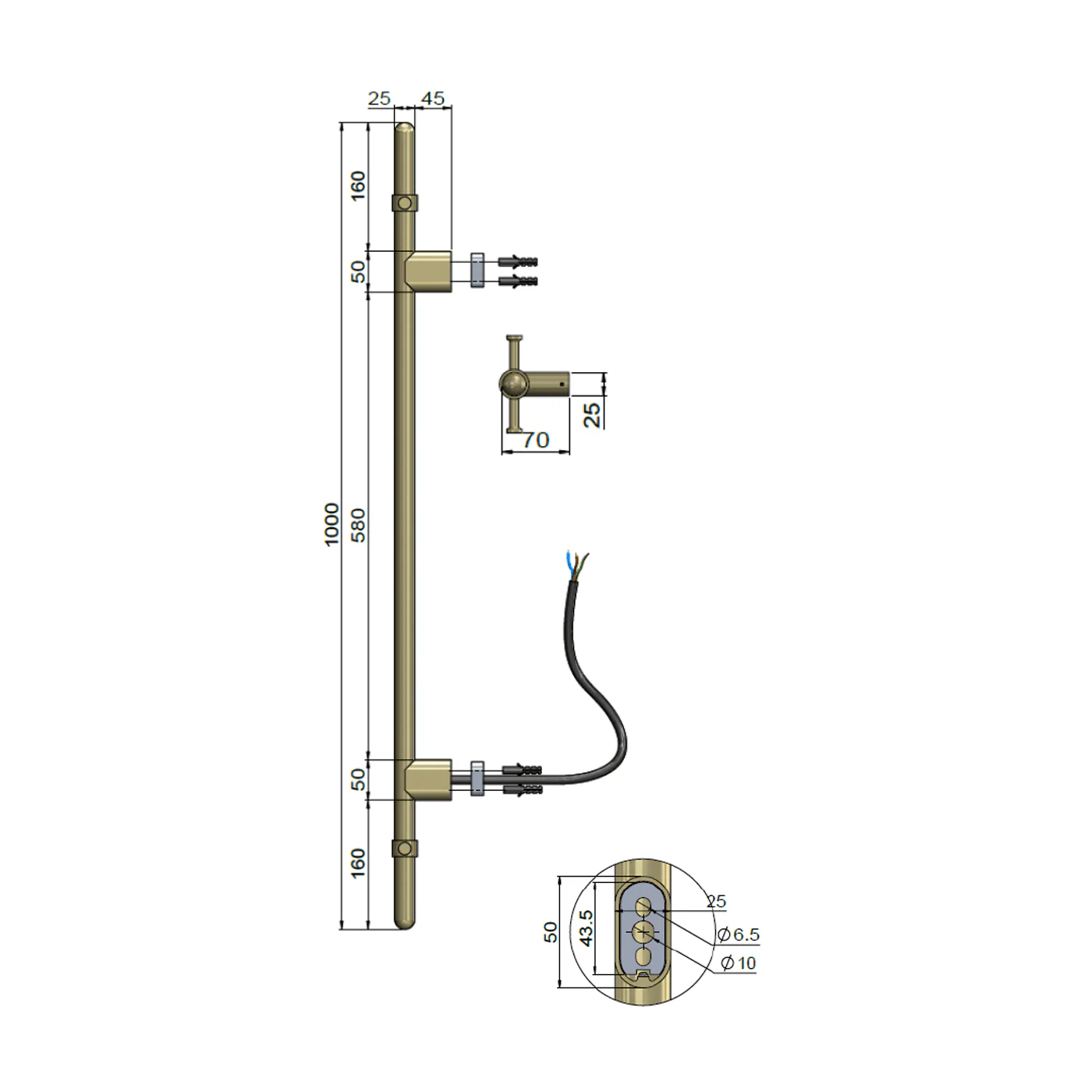 Meir Vertical Heated Towel Rail - Image 7