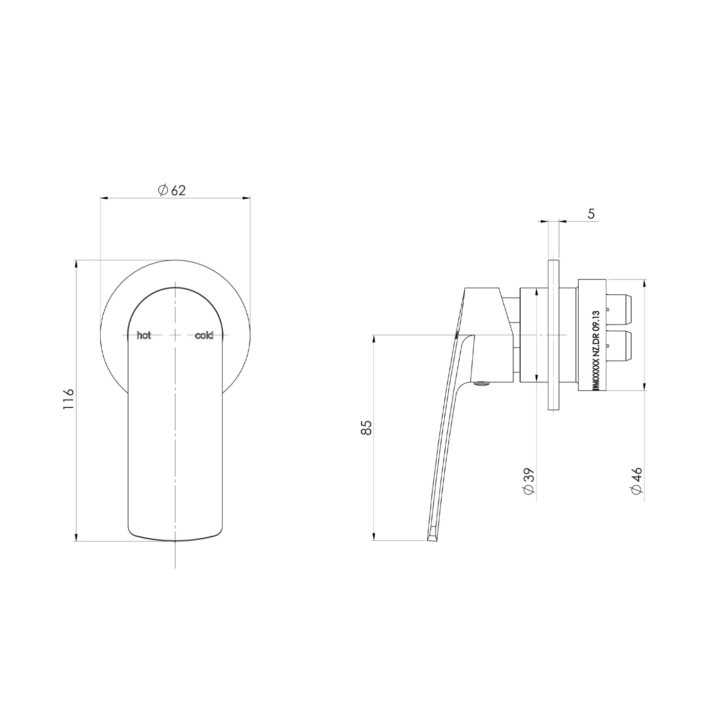 Mekko Round SwitchMix Wall Mixer - Image 5