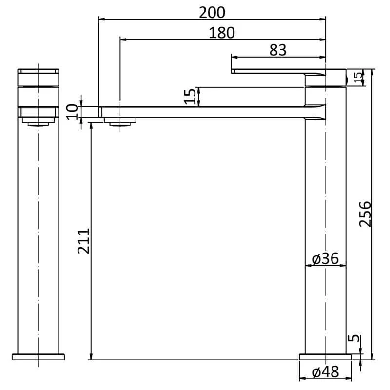 Milan Flat Edge Tall Basin Mixer - Image 6