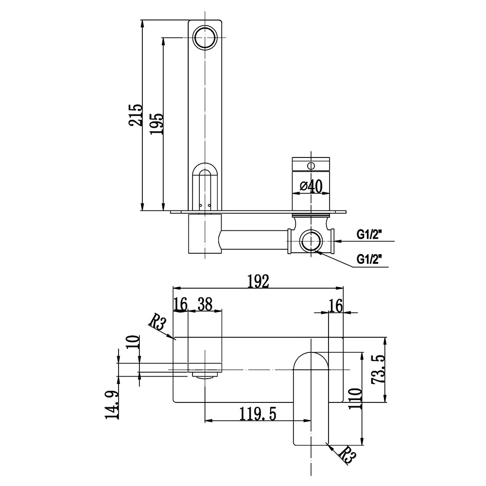 Milan Flat Edge Wall Mixer Set - Image 6