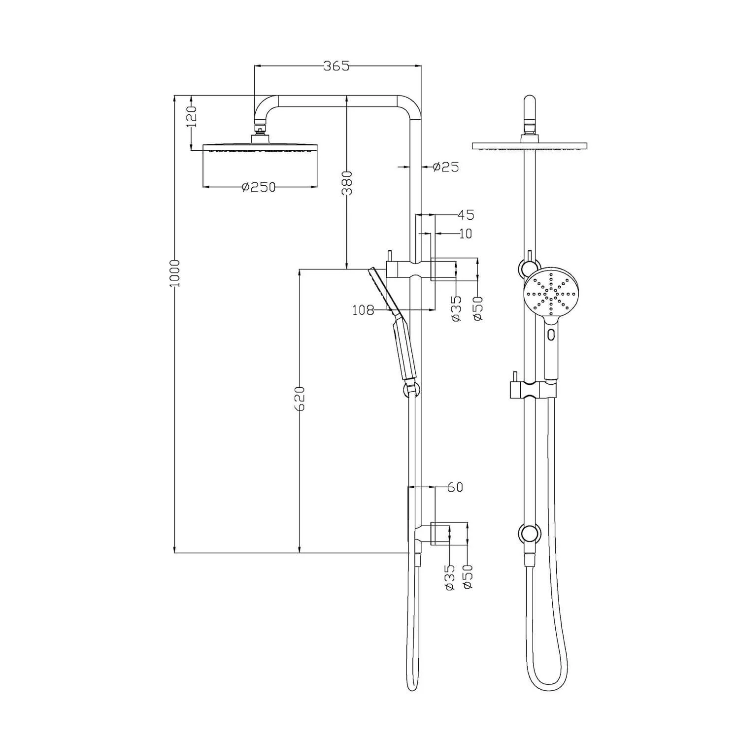 Milan Round Twin Shower Rail System - Image 6