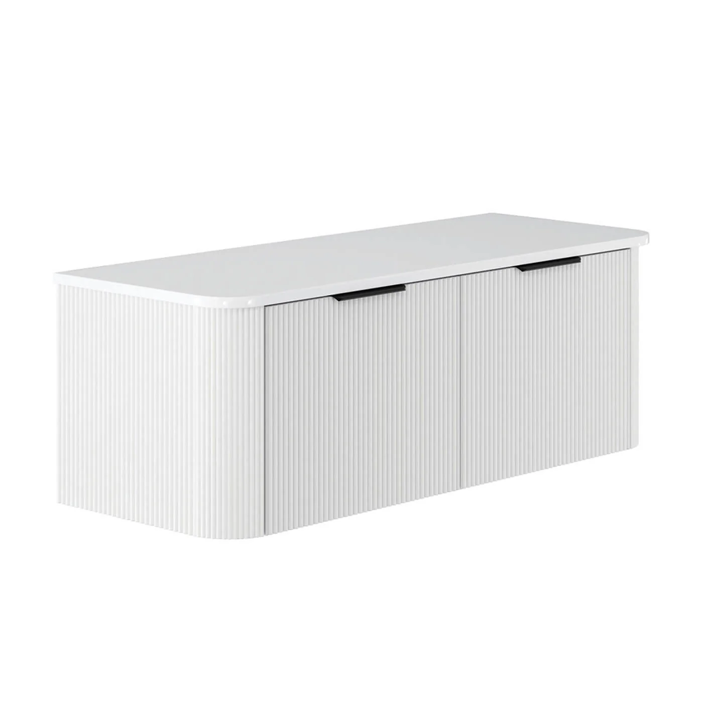 Minka Curved Fluted Matte White Wall Hung Vanity