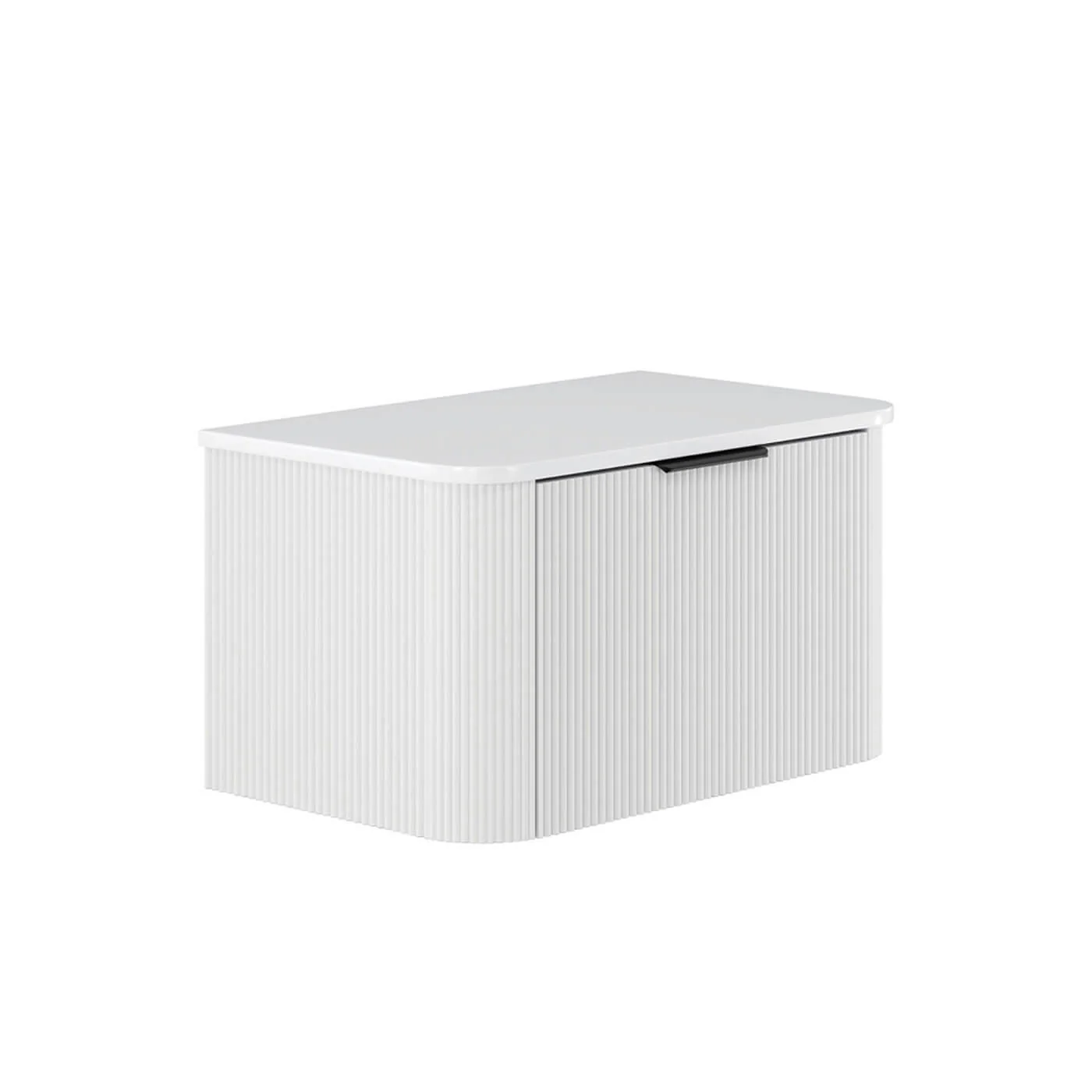 Minka Curved Fluted Matte White Wall Hung Vanity - Image 2