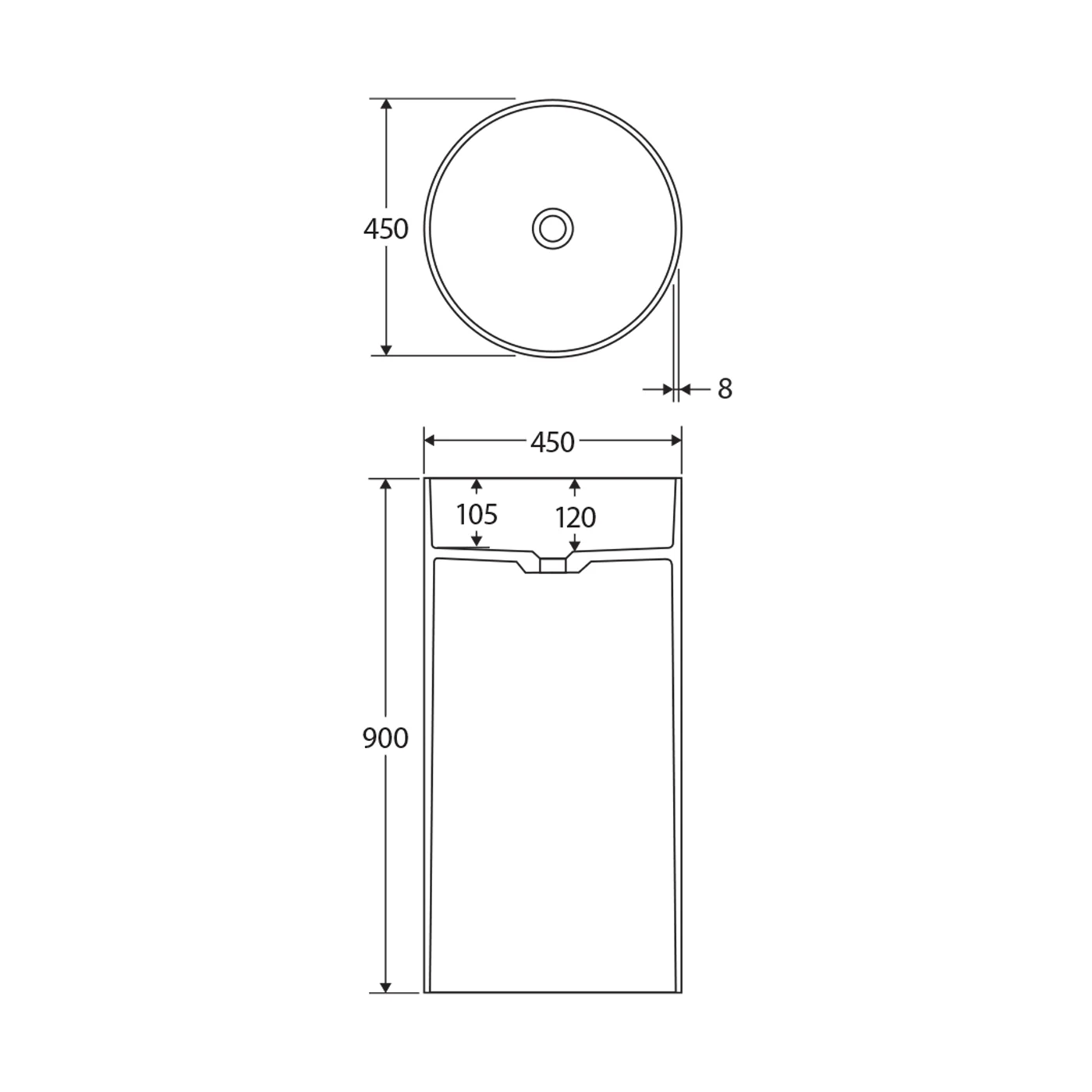 Minka Solid Surface Pedestal Basin - Image 6