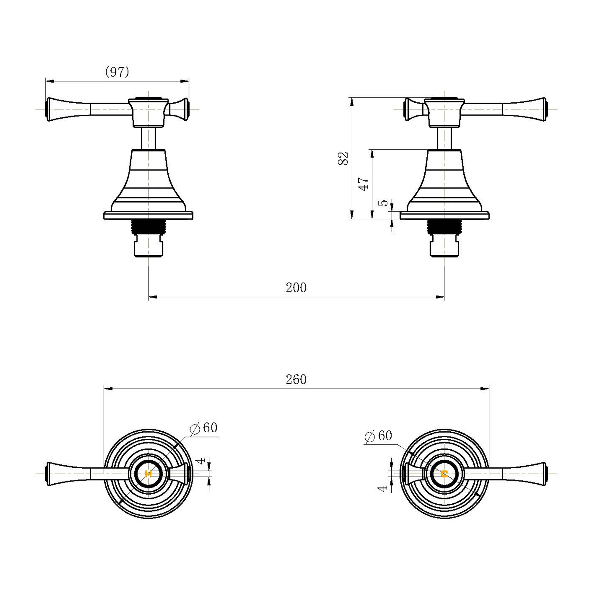Montpellier Wall Top Assembly Taps - Image 5
