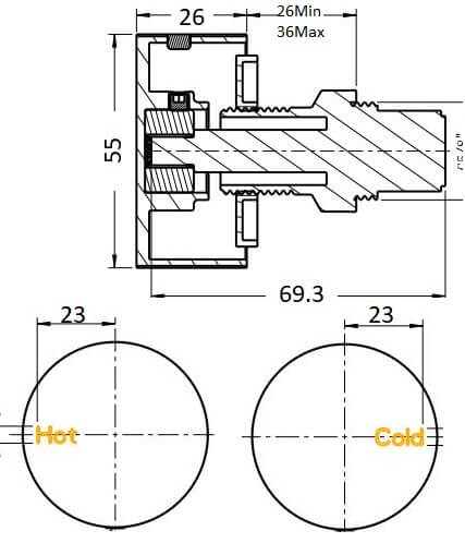 Morgan Assembly Tap Hot/Cold Wall Top Assembly - Image 6