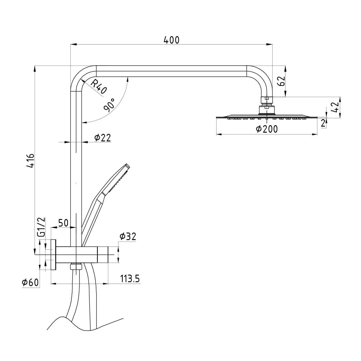 Morgan Mini Twin Shower Set Combo System - Image 3