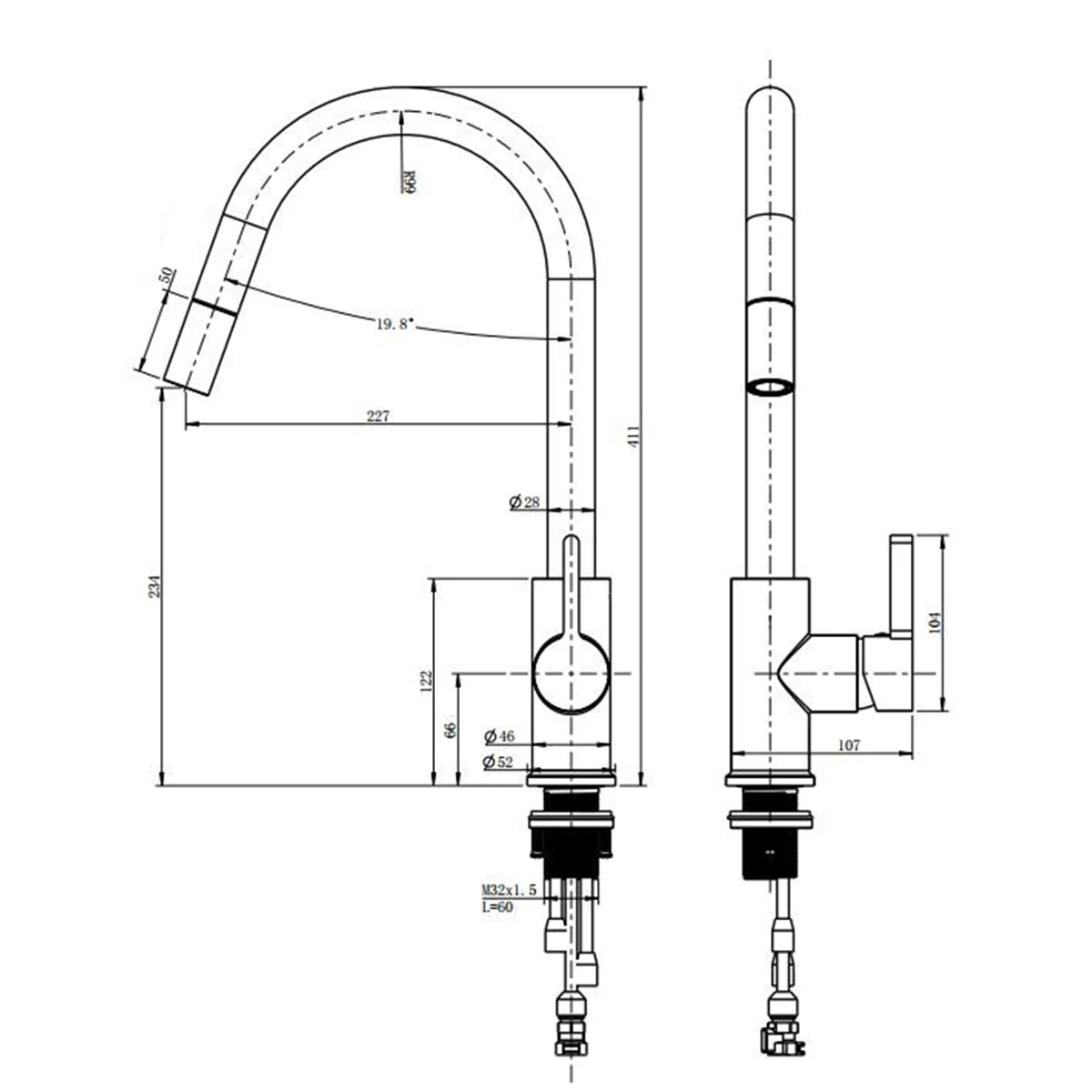 Morgan Pull Out Sink Kitchen Laundry Sink Mixer - Image 7