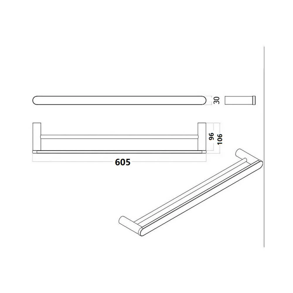 Morgan Round Double Towel Rail 600mm/800mm - Image 6