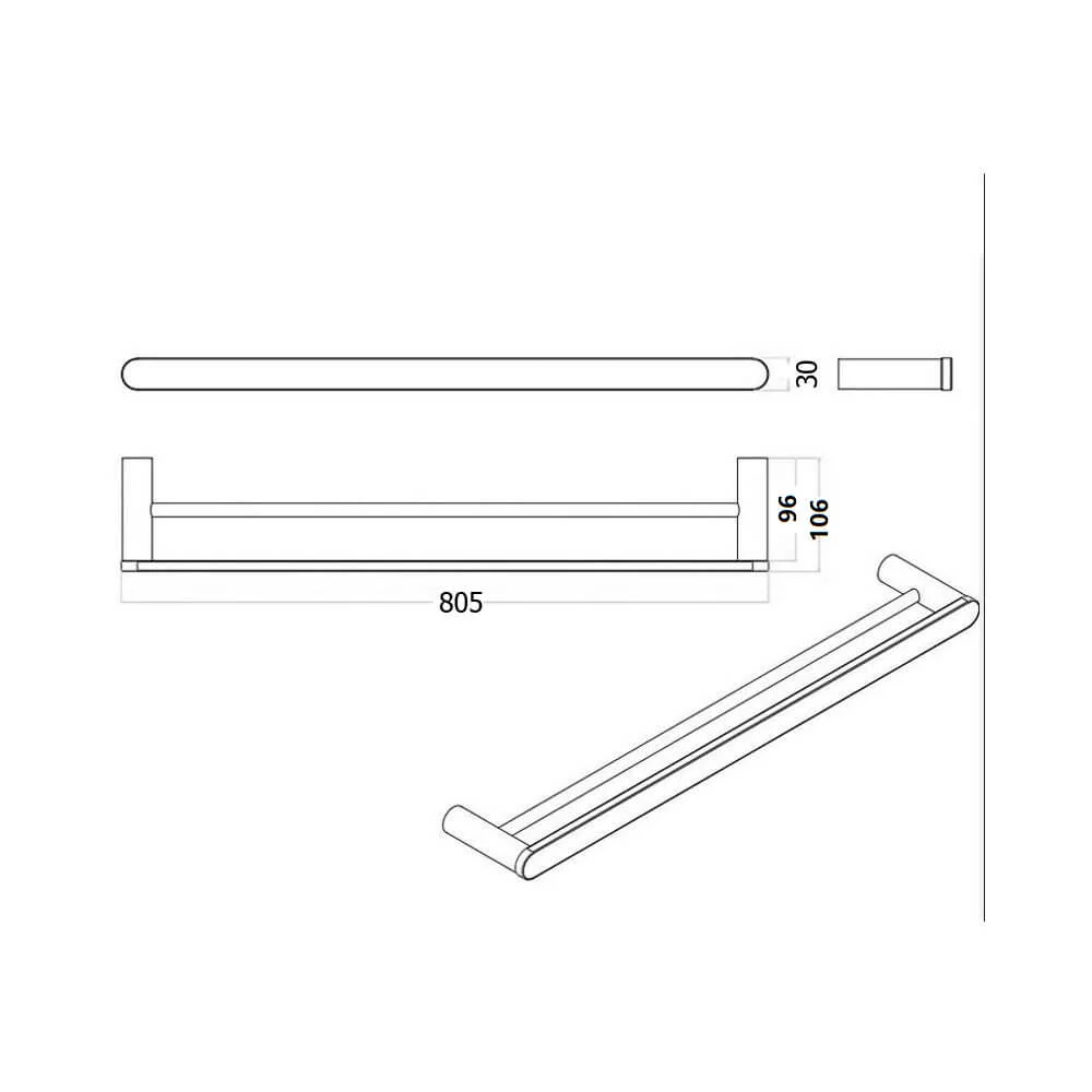 Morgan Round Double Towel Rail 600mm/800mm - Image 7