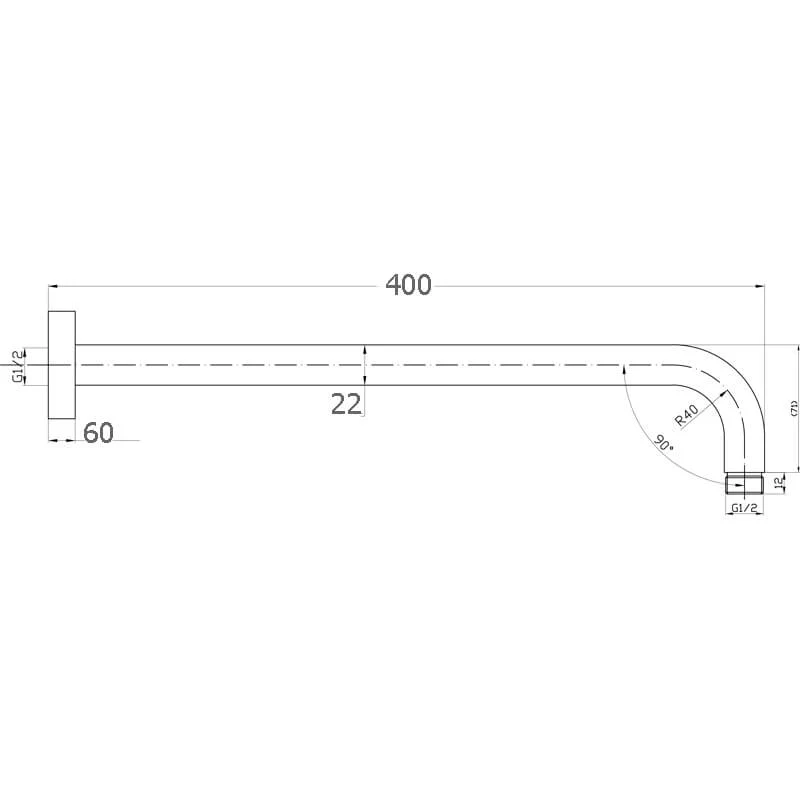 Morgan Round Horizontal Shower Arm 400mm - Image 7