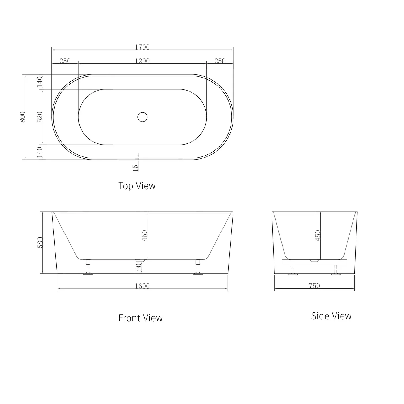 Noosa Fluted Freestanding Oval Bathtub - Image 4