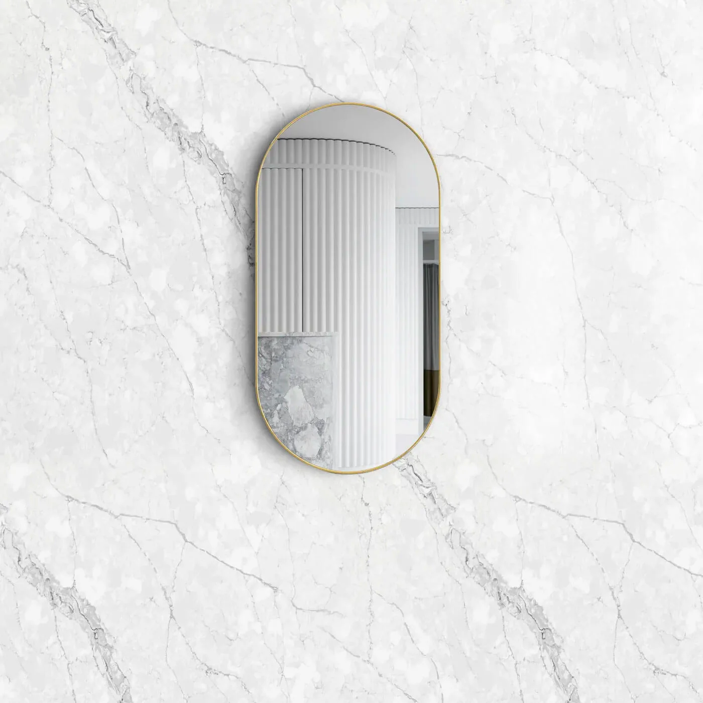 Noosa Oval Metal Frame Pill Mirror 900x450mm - Image 2