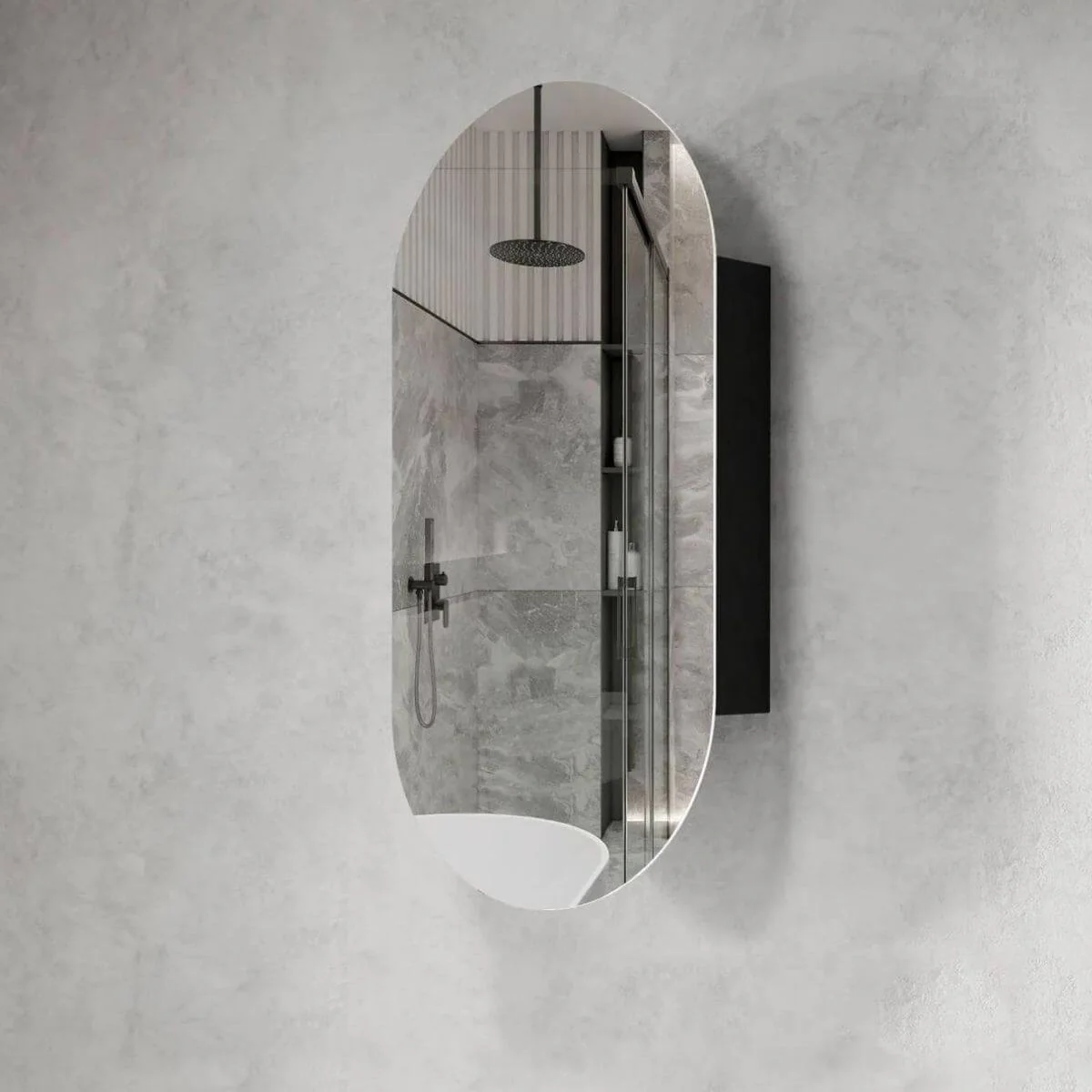 Noosa Pill Oval Mirror Shaving Cabinet 900x450mm - Image 2