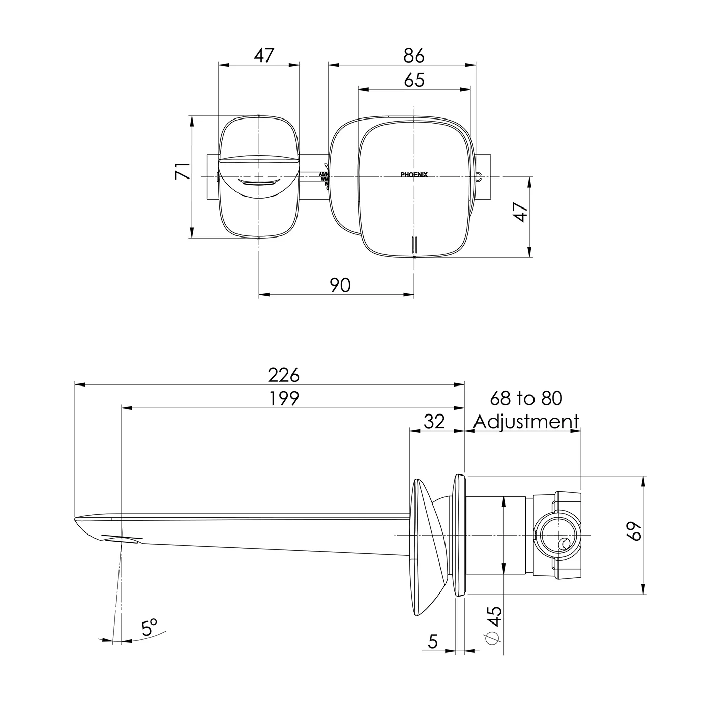 Nuage Wall Mixer Spout Set 200mm - Image 5