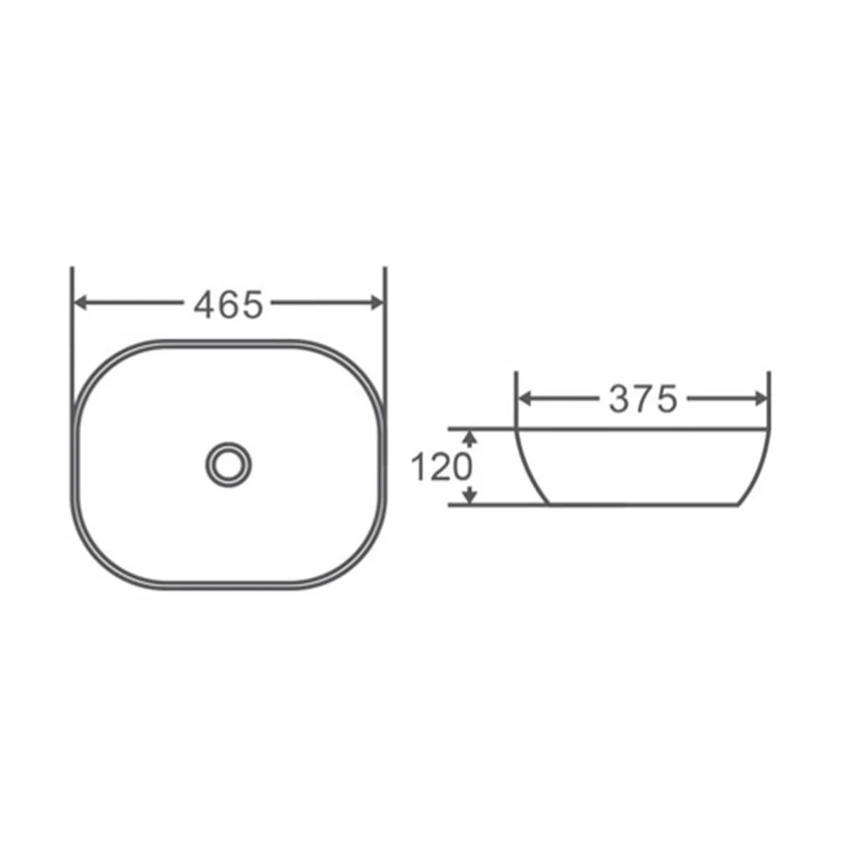 Deco Above Counter Curved Rectangular Basin 465x375mm - Image 3