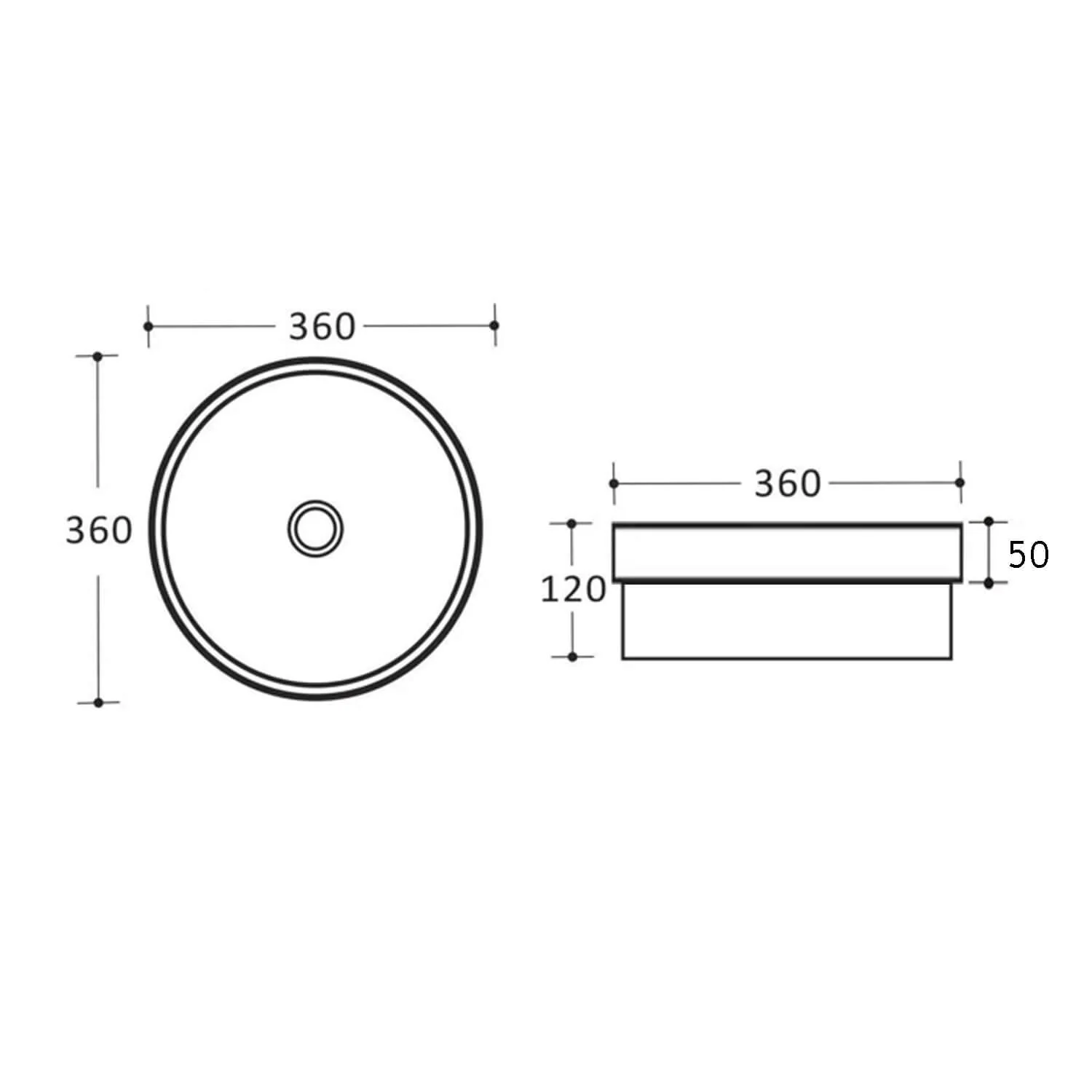 Oslo Semi-Inset Round Circle Basin 360x360x110mm - Image 4