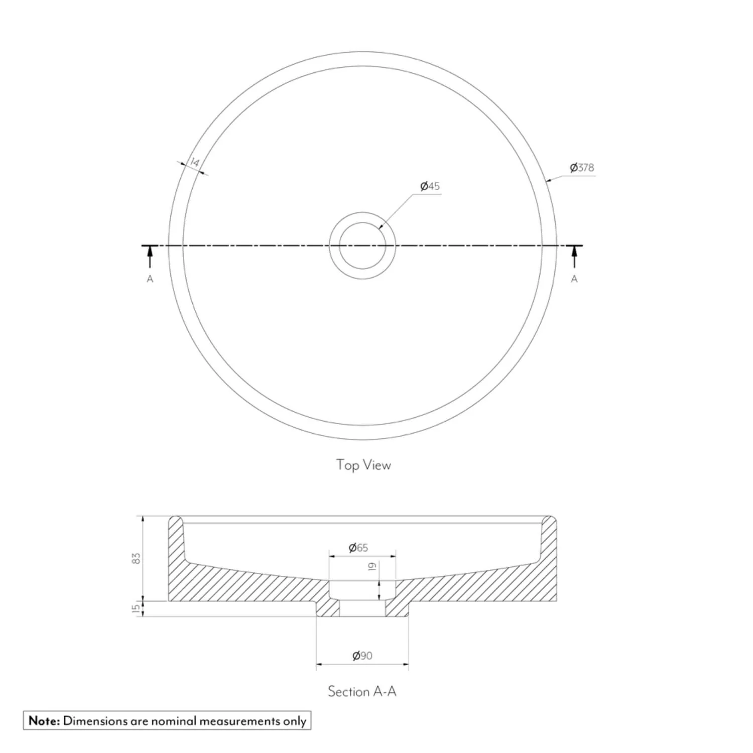 Pedra Round Stone Basin 380mm - Image 5