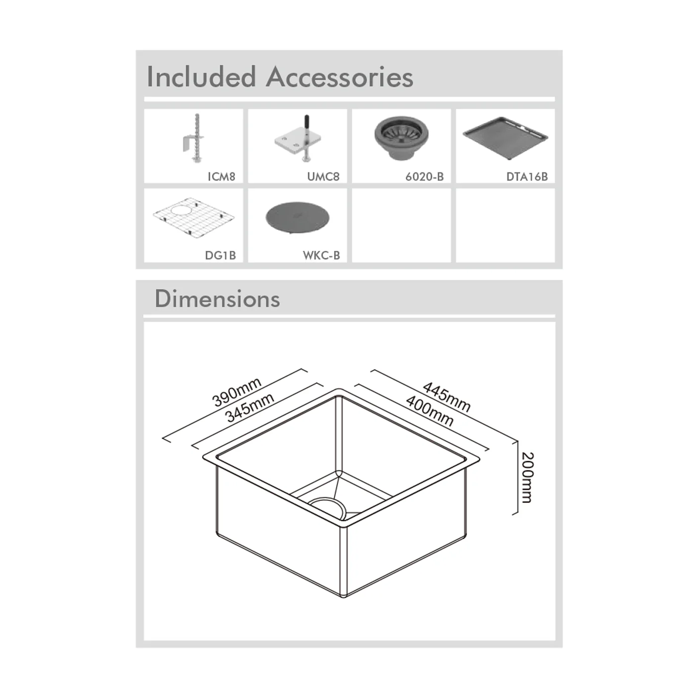 Piazza Single Bowl Stainless Steel Sink 390x445x200mm - Image 4